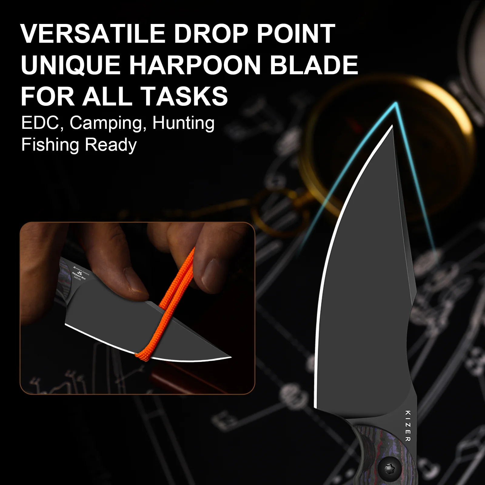 Mini Harpoon | S45VN | Fat Carbon | KizerB™ 1040S9 - Image 8