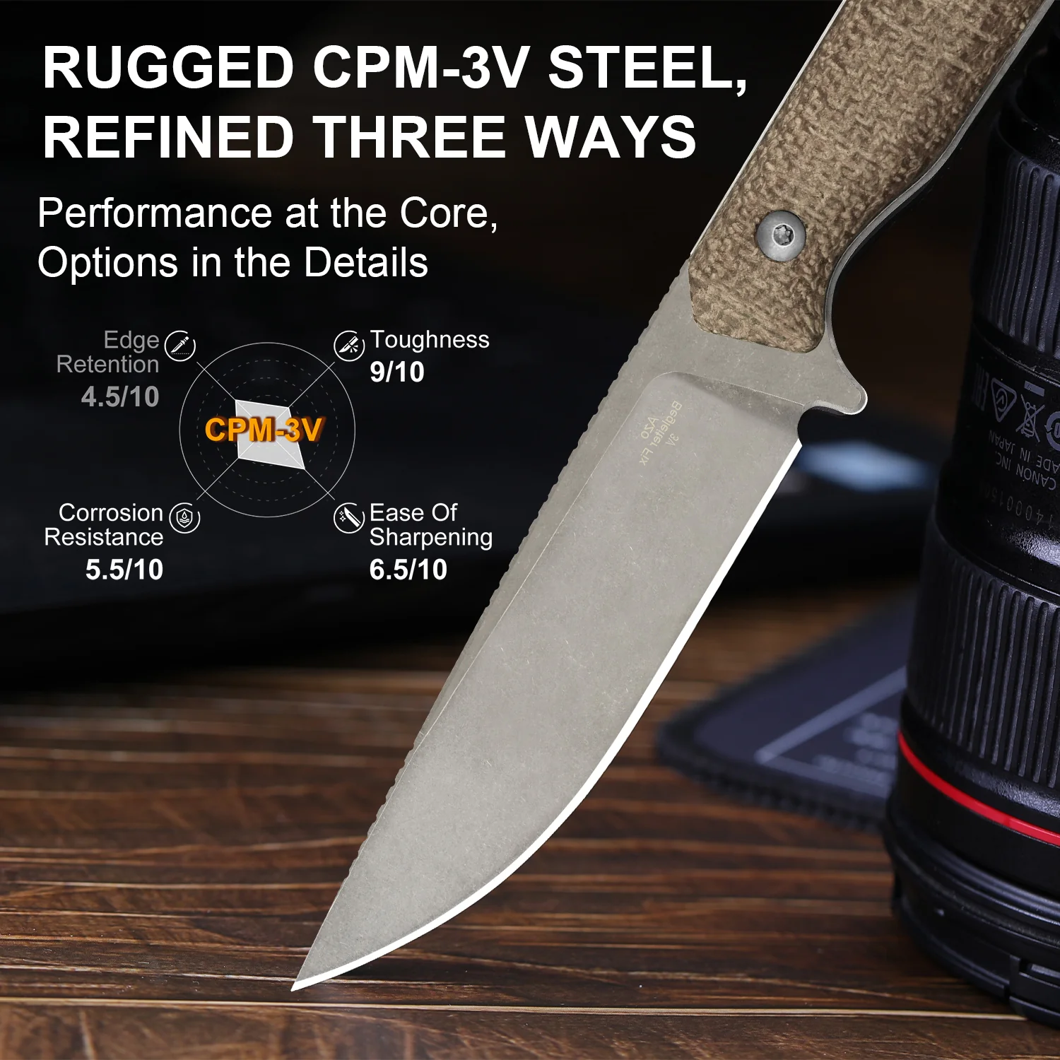 Begleiter® Fix | 3V+Hollow Grind | Burlap Micarta | Hollow Grind | KizerV™ 1045MD1 - Image 12