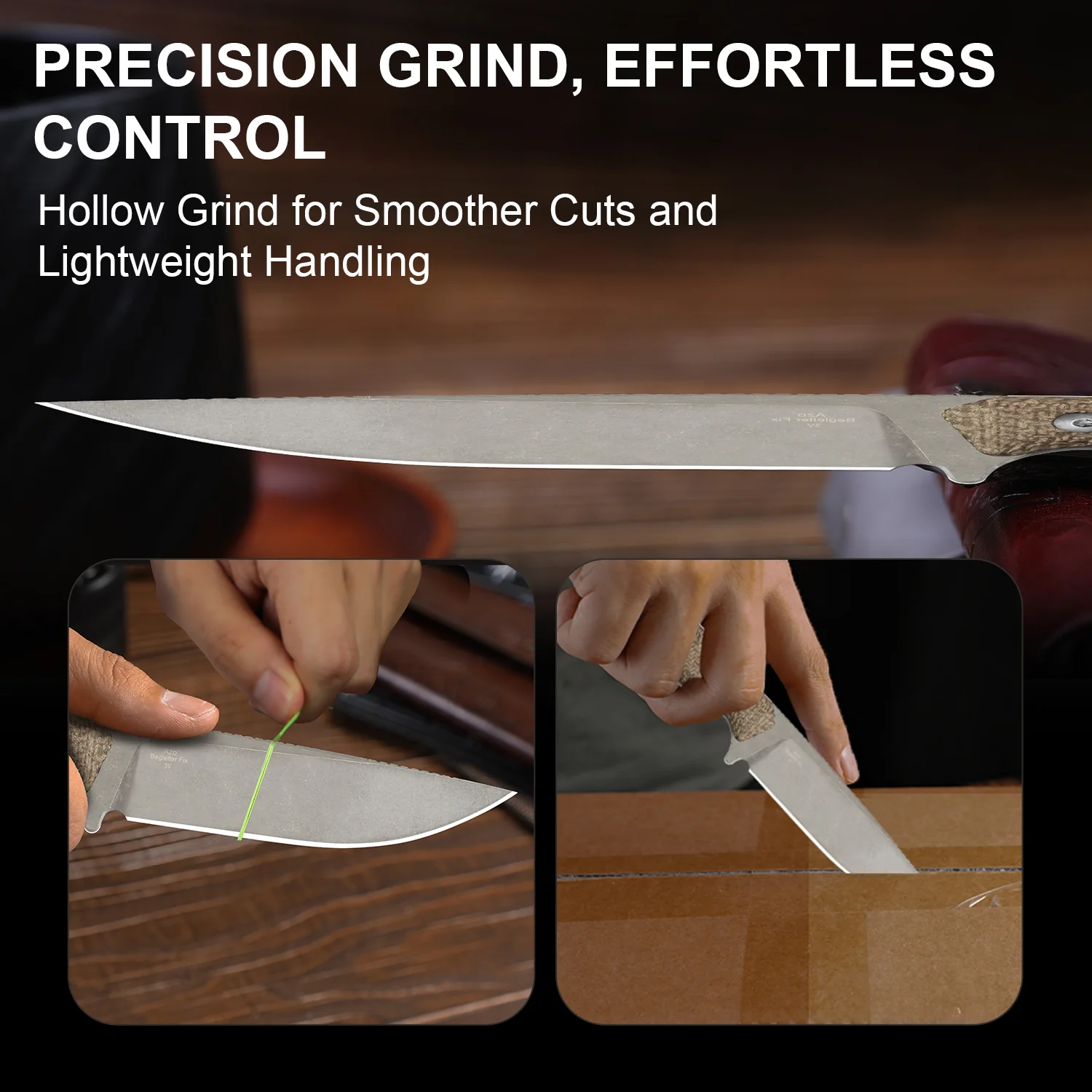 Begleiter® Fix | 3V+Hollow Grind | Burlap Micarta | Hollow Grind | KizerV™ 1045MD1 - Image 13