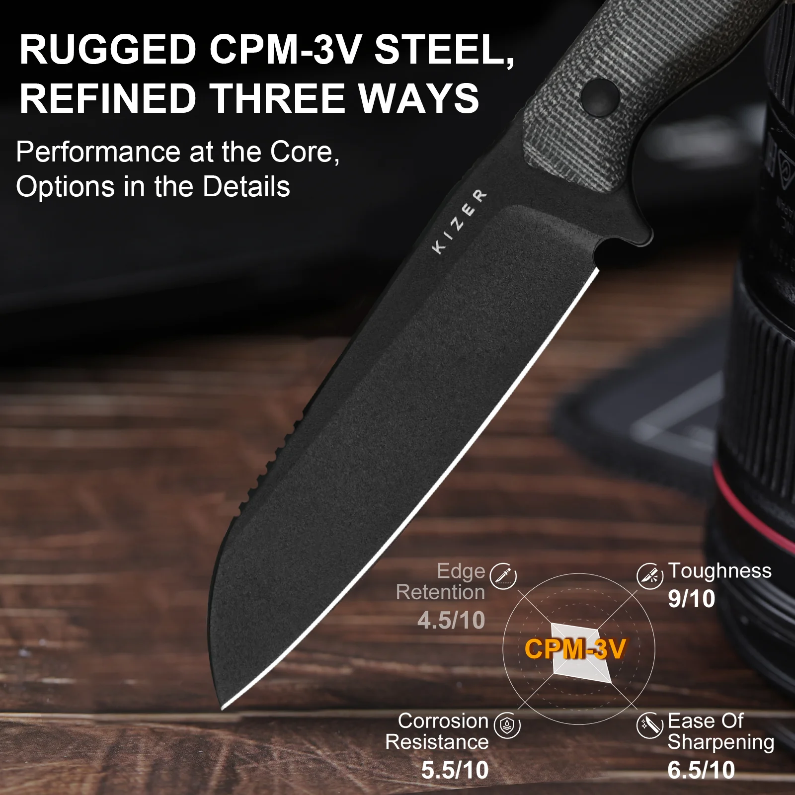 Begleiter® Fix | 3V+Hollow Grind | Micarta | Hollow Grind | KizerV™ 1045MS1 - Image 12