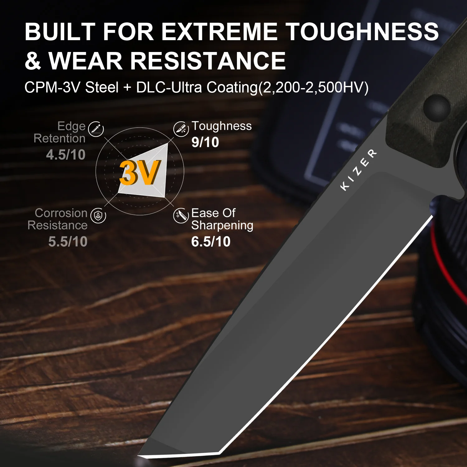 Begleiter® Fix | 3V+Hollow Grind | Richlite (Chocolate Glacier) | Hollow Grind | KizerV™ 1045MT1 - Image 10