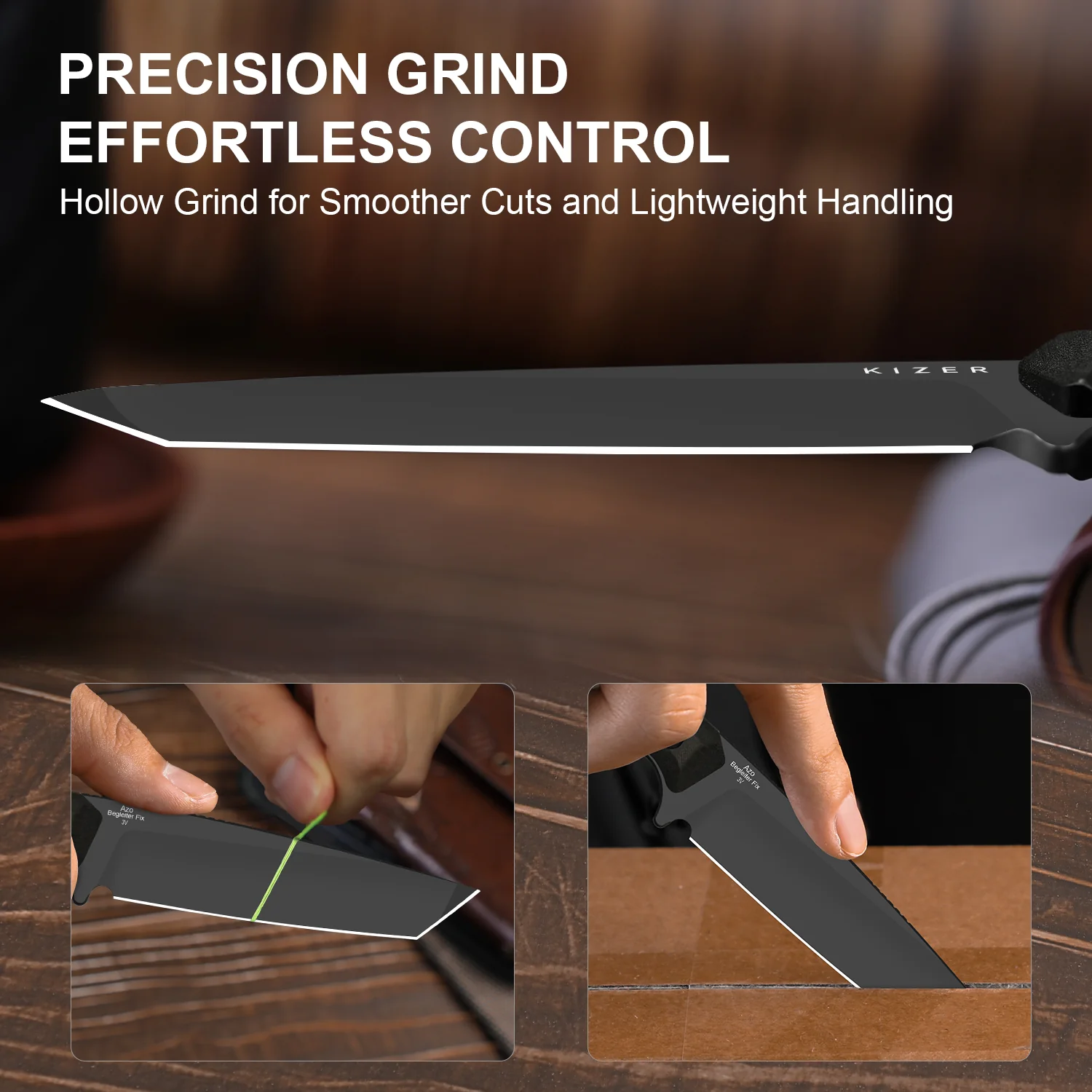 Begleiter® Fix | 3V+Hollow Grind | Richlite (Chocolate Glacier) | Hollow Grind | KizerV™ 1045MT1 - Image 12