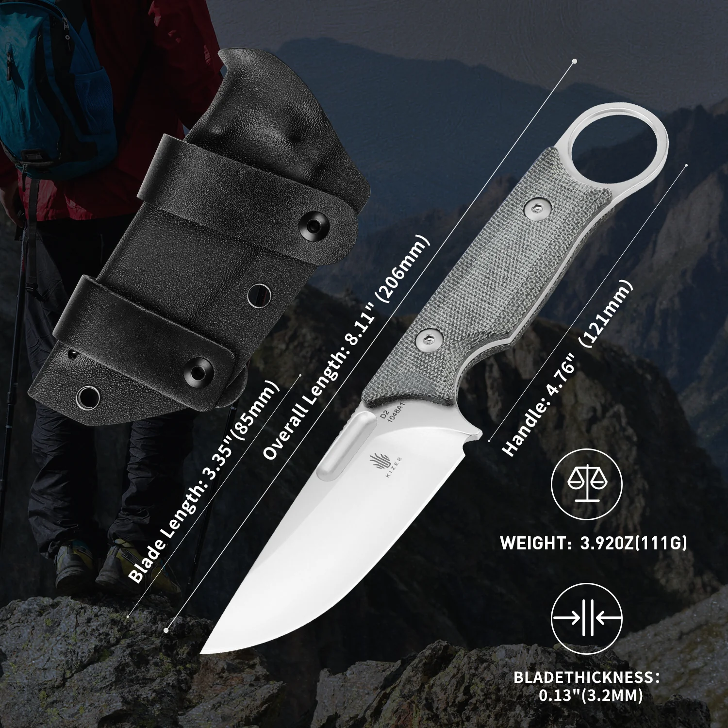 Cabox | D2 | Micarta | KizerV™ 1048A1 - Image 6