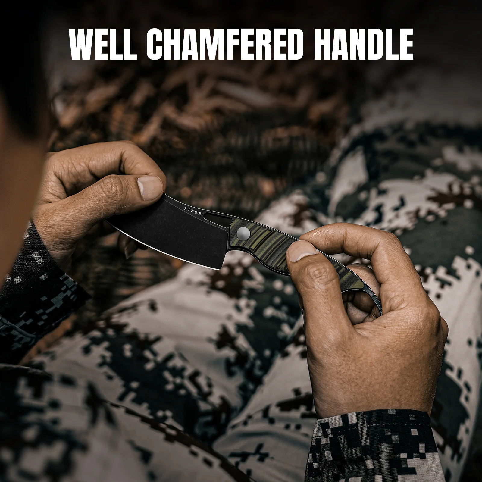 Little Rhino | D2 | G10 (Olive Green & Black) | KizerV™ 1065A3 - Image 14