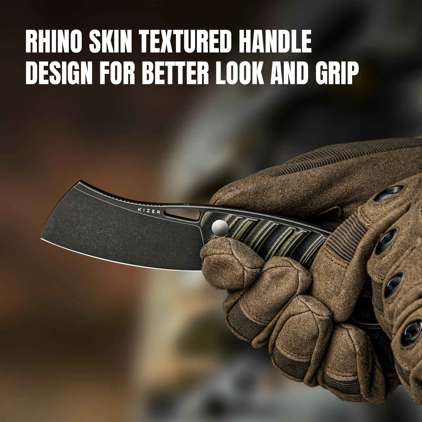 Little Rhino | D2 | G10 (Olive Green & Black) | KizerV™ 1065A3 - Image 15