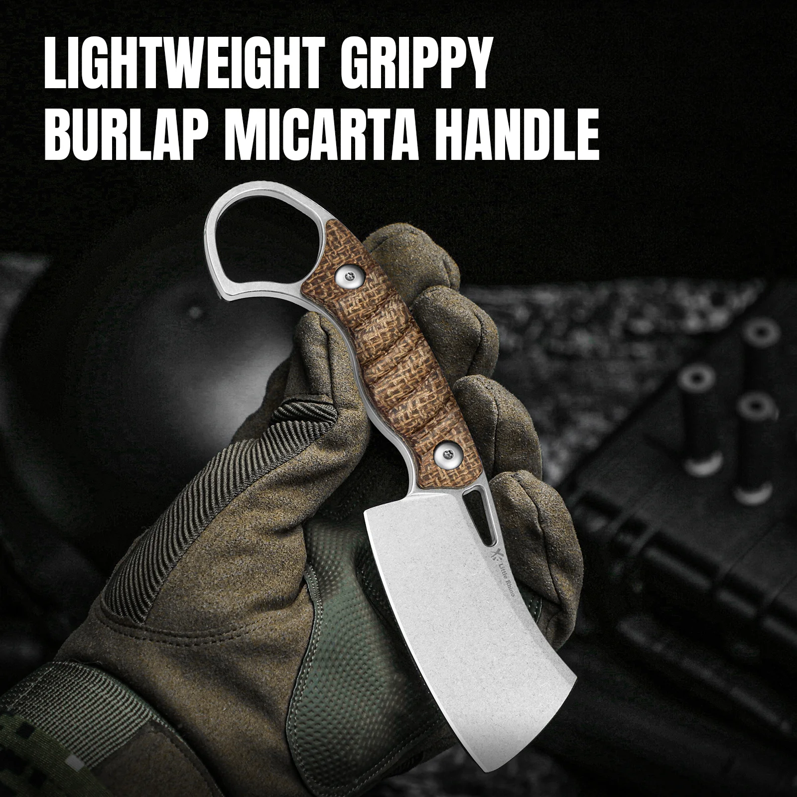 Little Rhino | AEB-L | Burlap Micarta | KizerV™ 1065A4 - Image 15