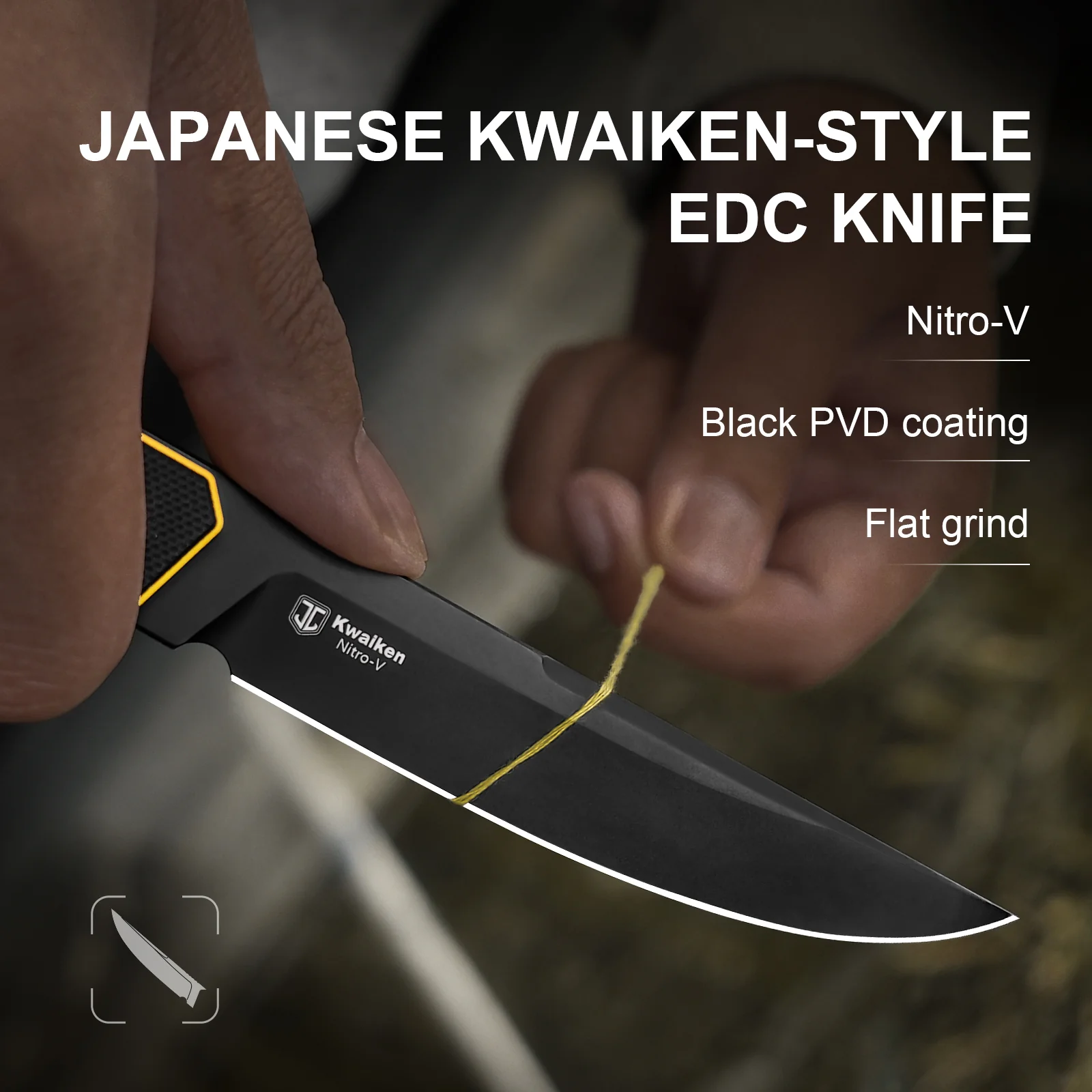 Kwaiken | Nitro-V | Black & Yellow G10 | KizerV™ 1066A3 - Image 13
