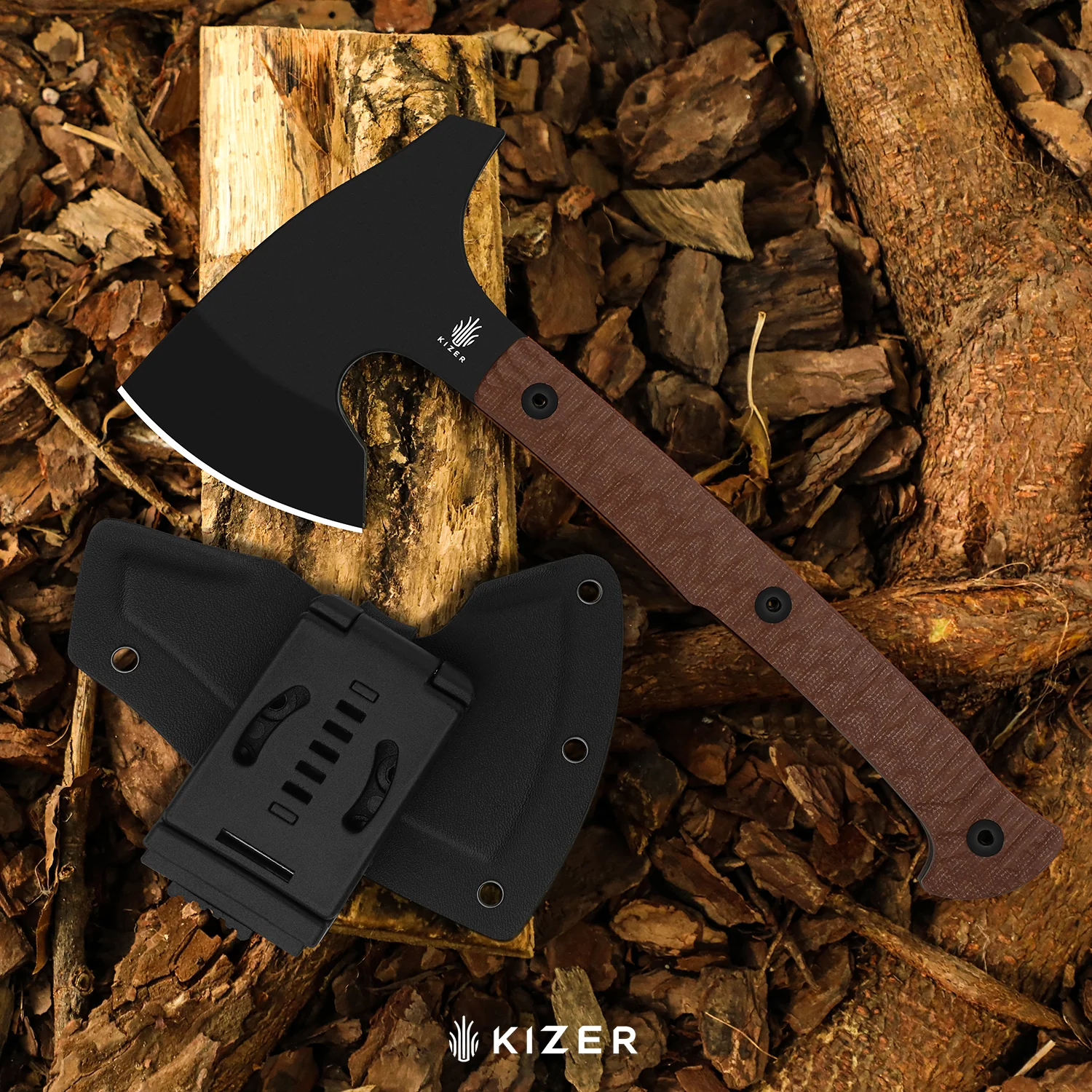 Urus | Lightweight Axe | 1095 | Black Coating | Micarta | Camping Outdoor Tool | KizerV™ 1073A1 - Image 11