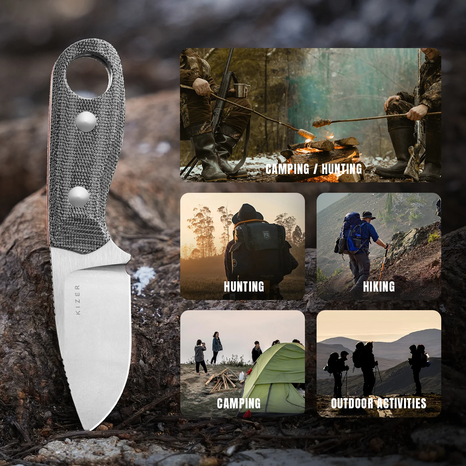 Beaver | Nitro-V | Micarta+ Orange G10 | KizerV™ 1078A2 - Image 16