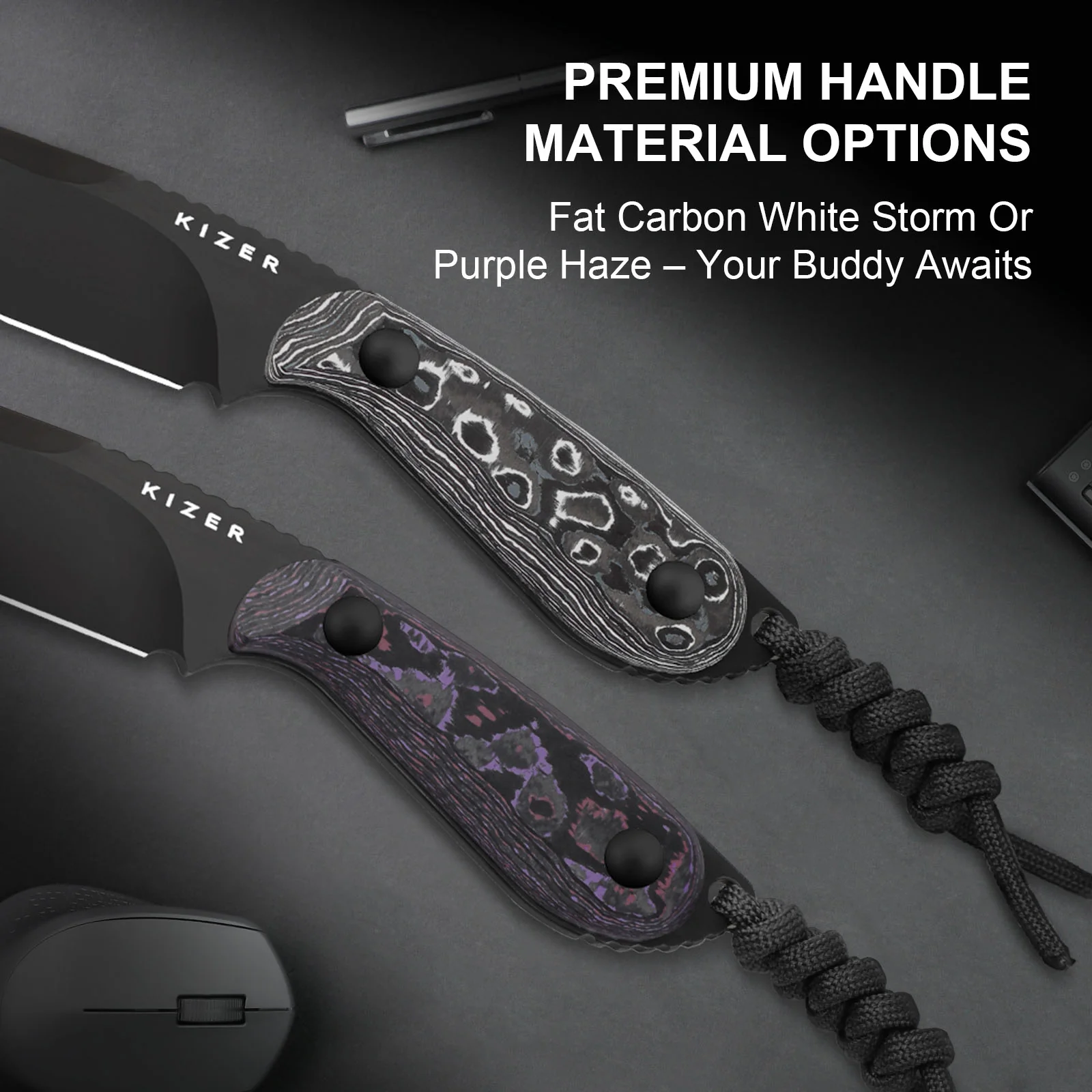 BUDDY | M390 | Fat Carbon White Storm | KizerB™ 1081A9 - Image 15