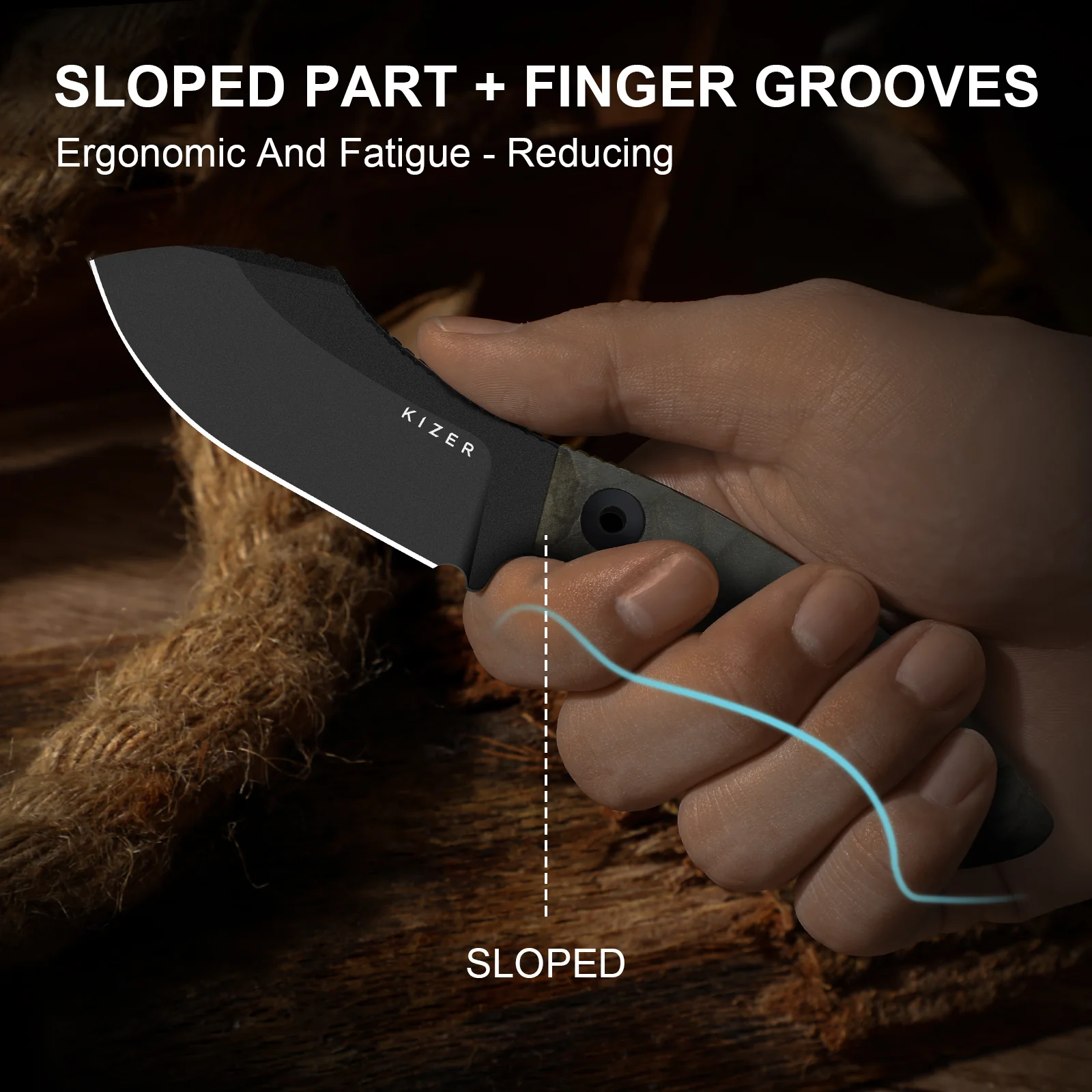 Rook | 10V | Richlite | Fixed Blade | KizerV™ 1090A1 - Image 13