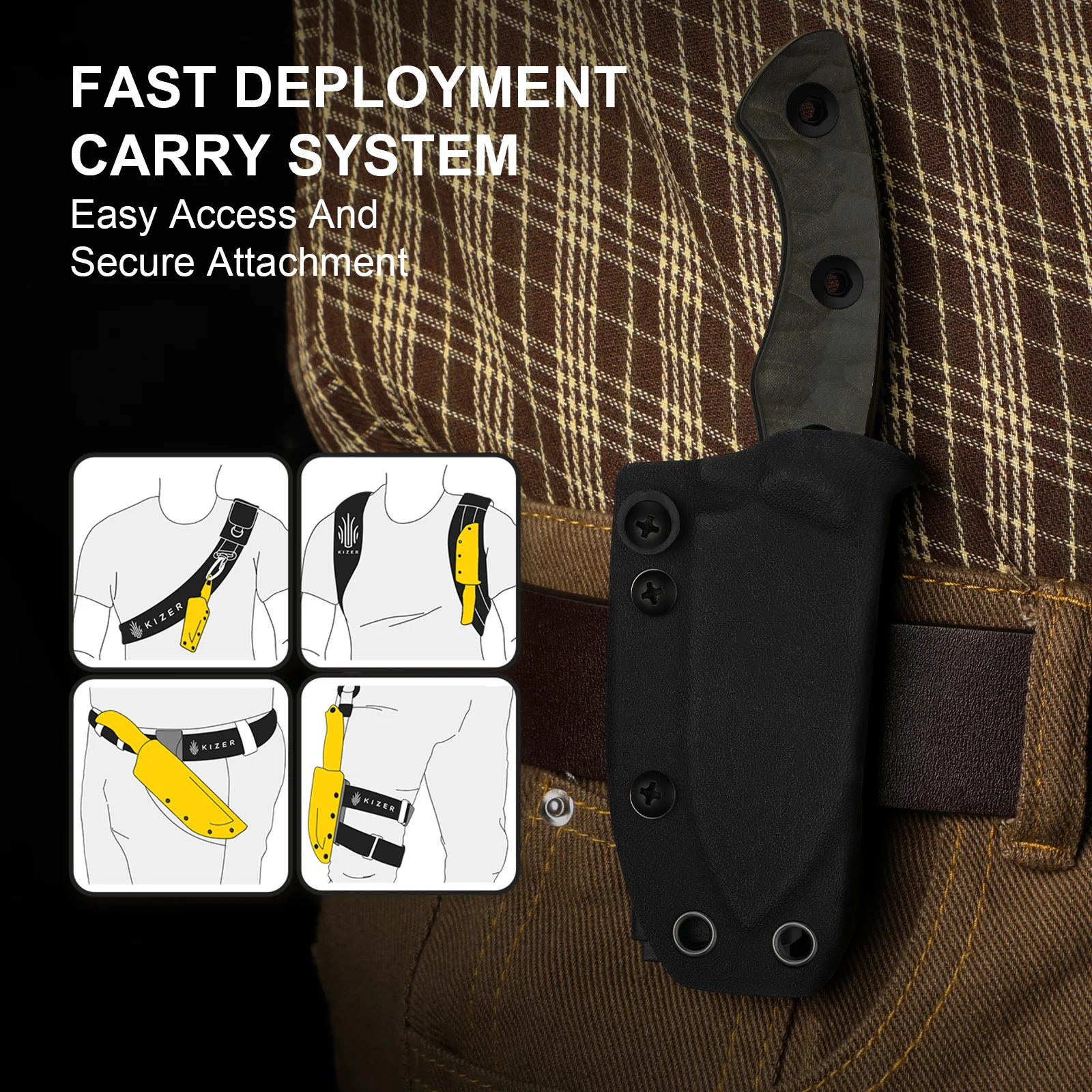 Rook | 10V | Richlite | Fixed Blade | KizerV™ 1090A1 - Image 14