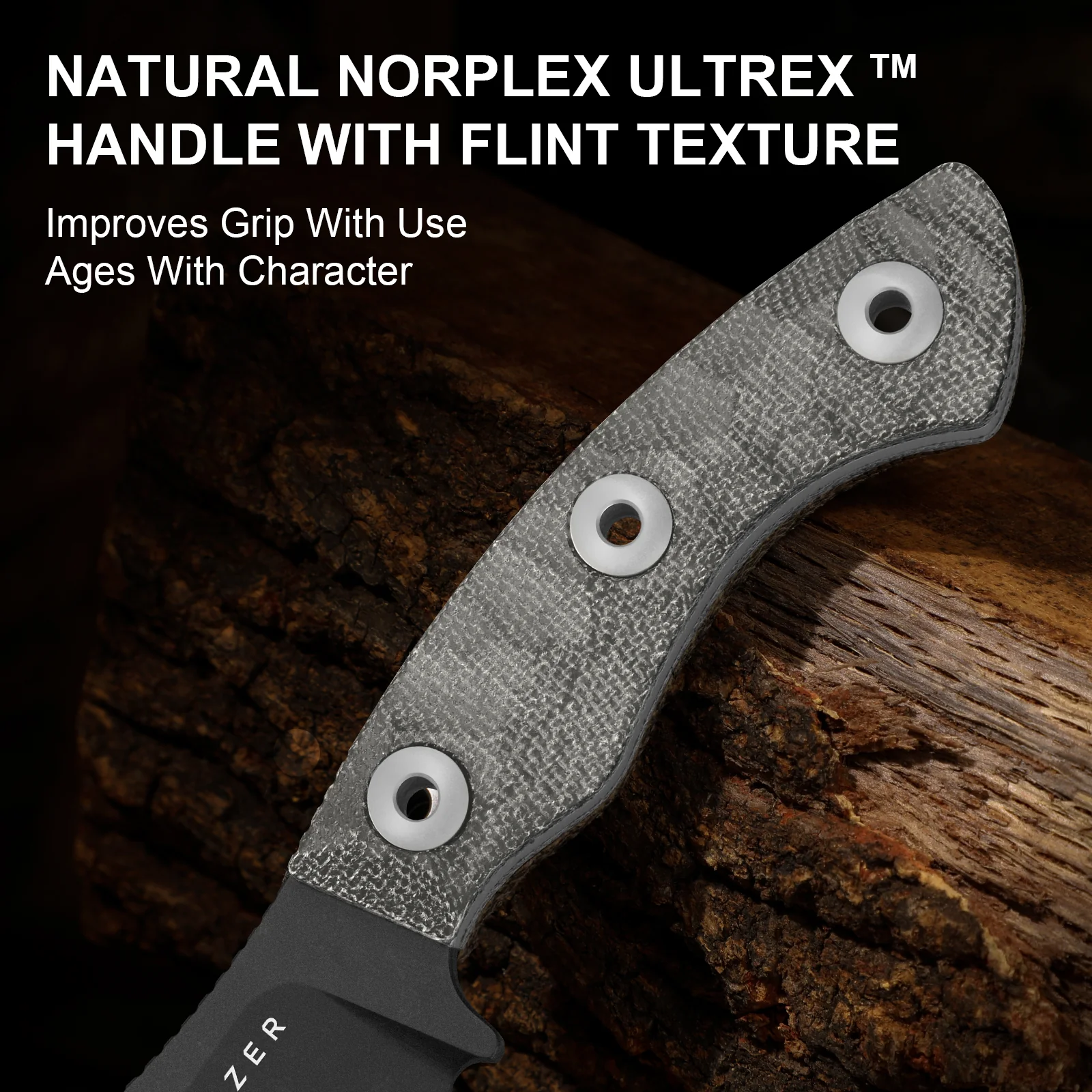 Rook | 3-layer Composite Steel | Norplex UltreX Micarta | Fixed Blade | KizerV™ 1090A2 - Image 17