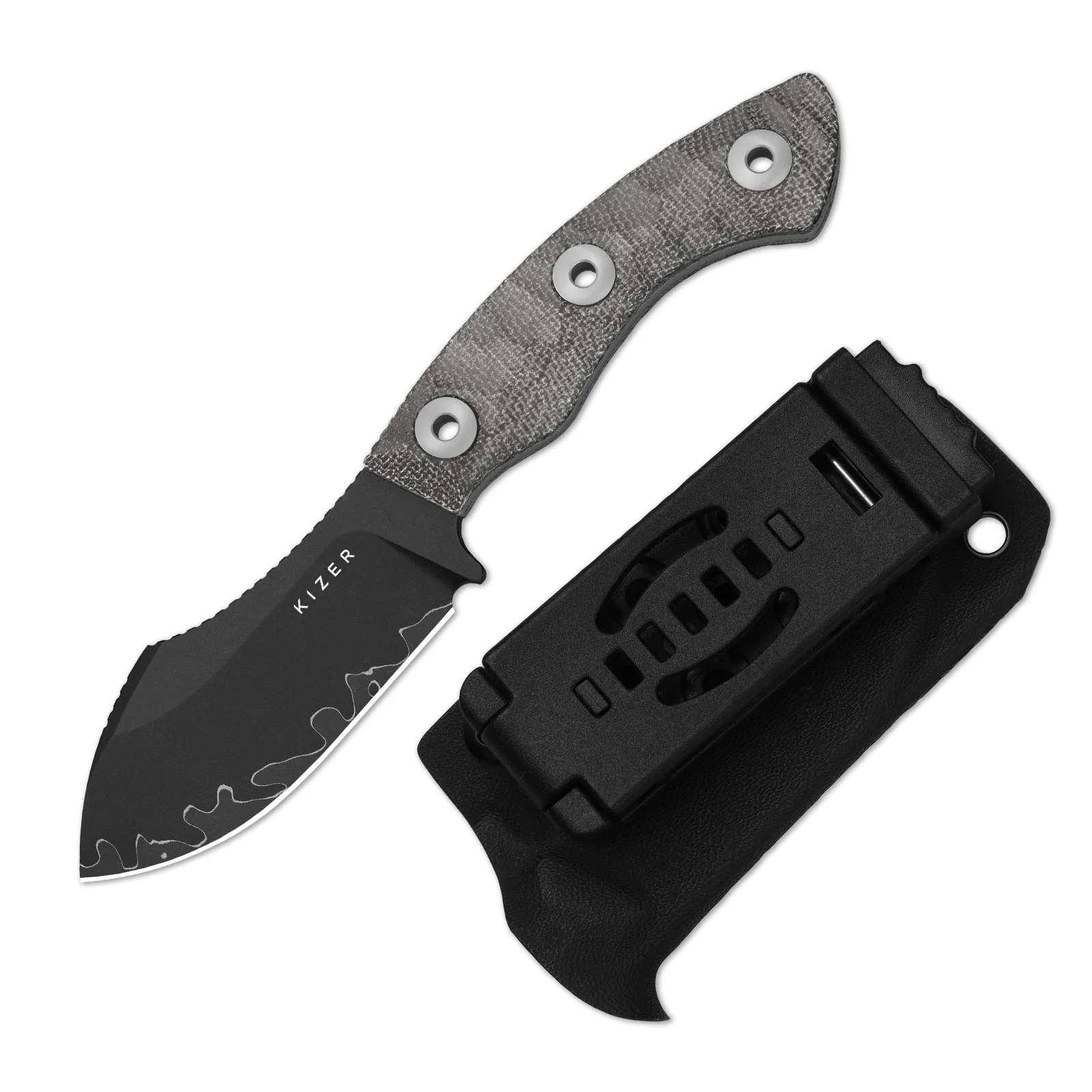Rook | 3-layer Composite Steel | Norplex UltreX Micarta | Fixed Blade | KizerV™ 1090A2 - Image 3
