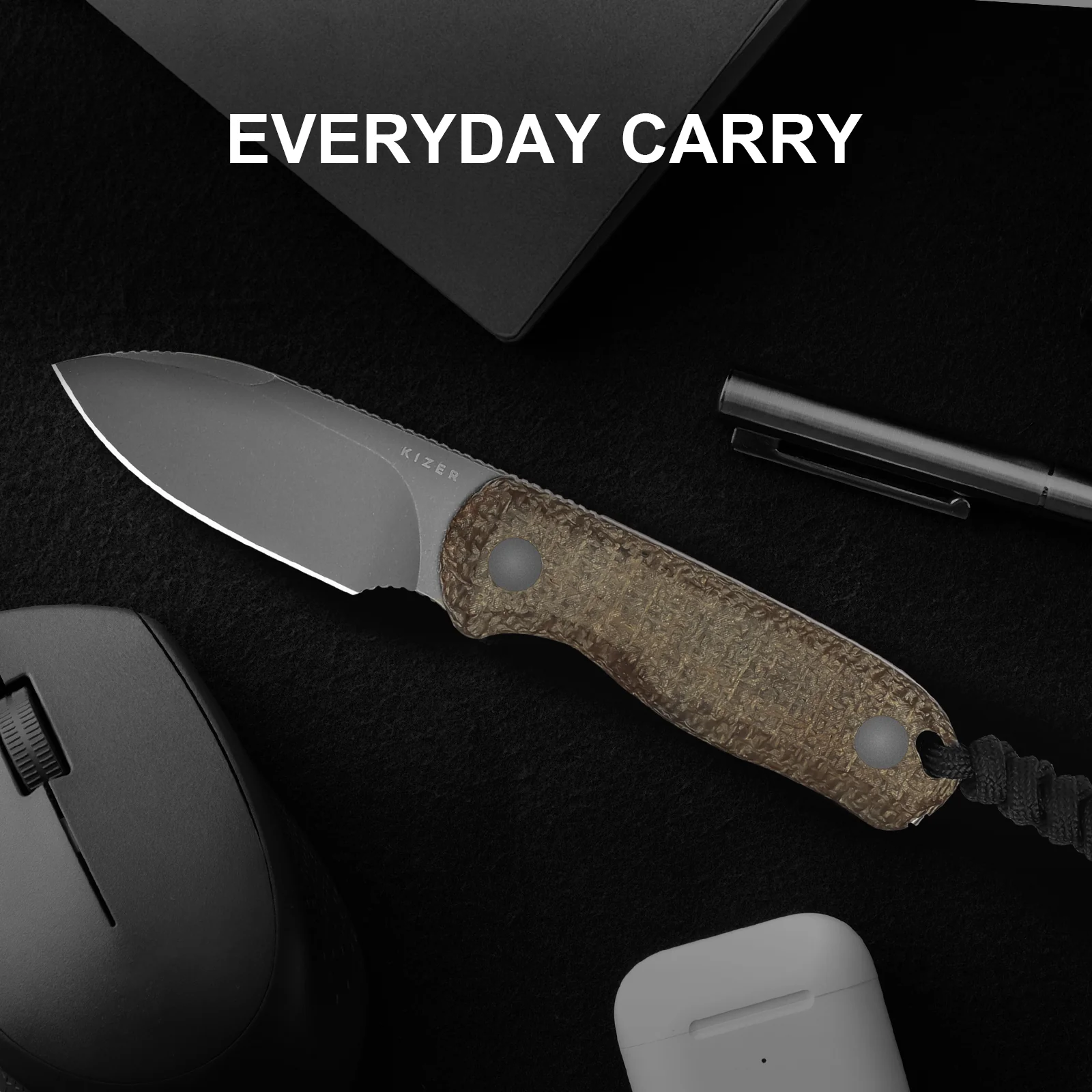 Drop Bear® Fix | 14C28N | Burlap Micarta | KizerV™ 1094A1 - Image 15