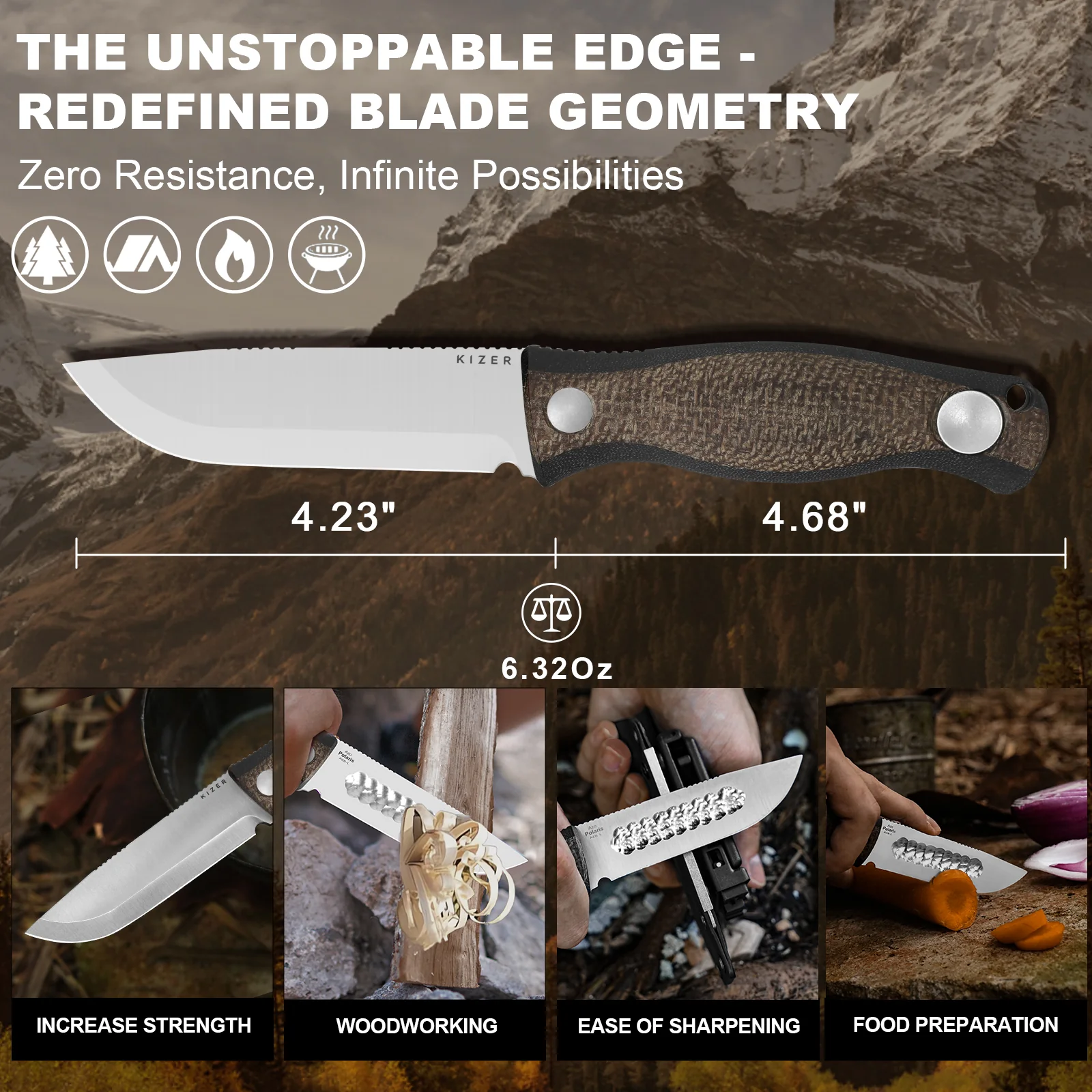 Polaris | AEB-L | Burlap Micarta & G10 | KizerV™ 1100A3 - Image 12