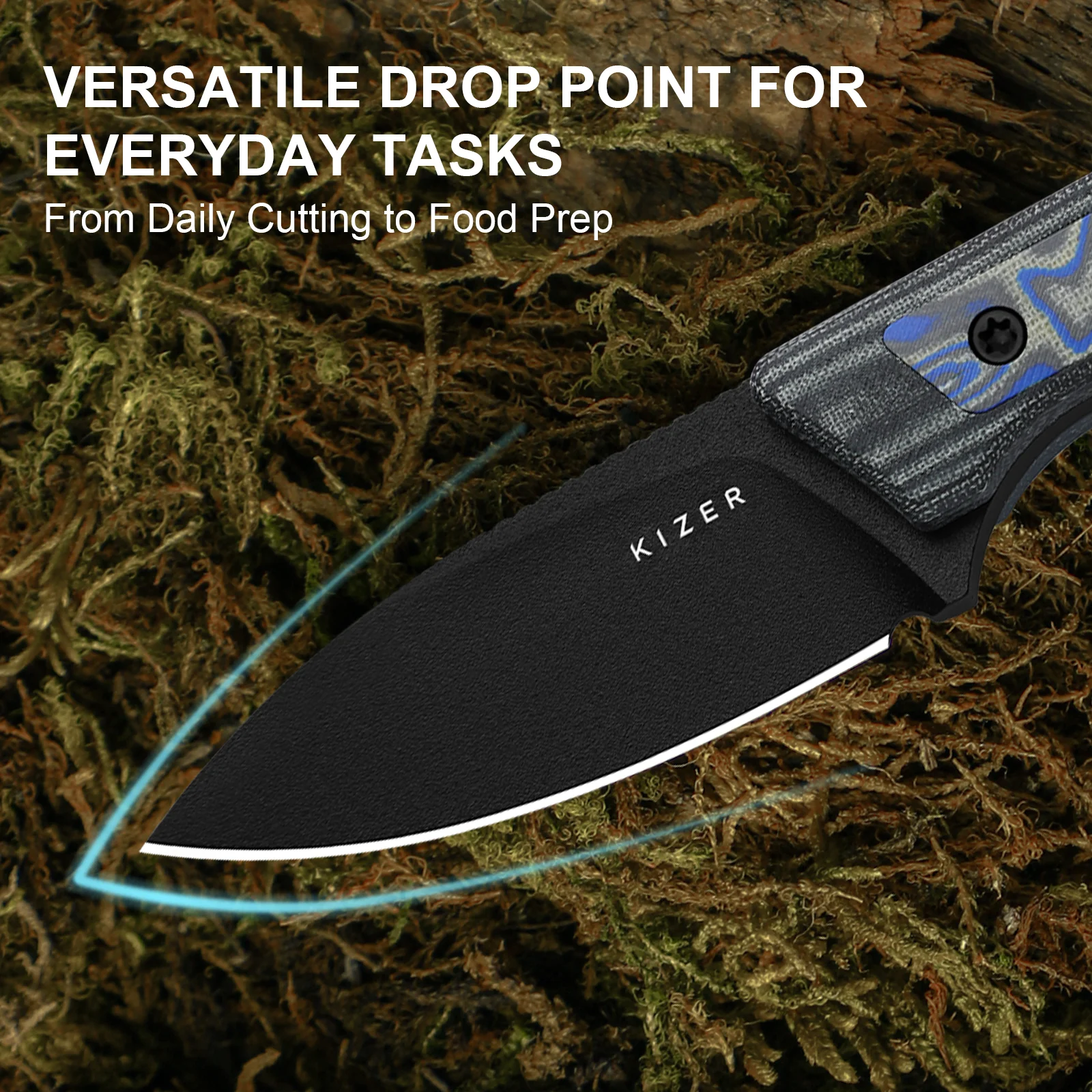 Whiskey Jack | 10V | Micarta With Vortex Pattern | Skeletonized Tang | KizerB™ 1108A1 - Image 13