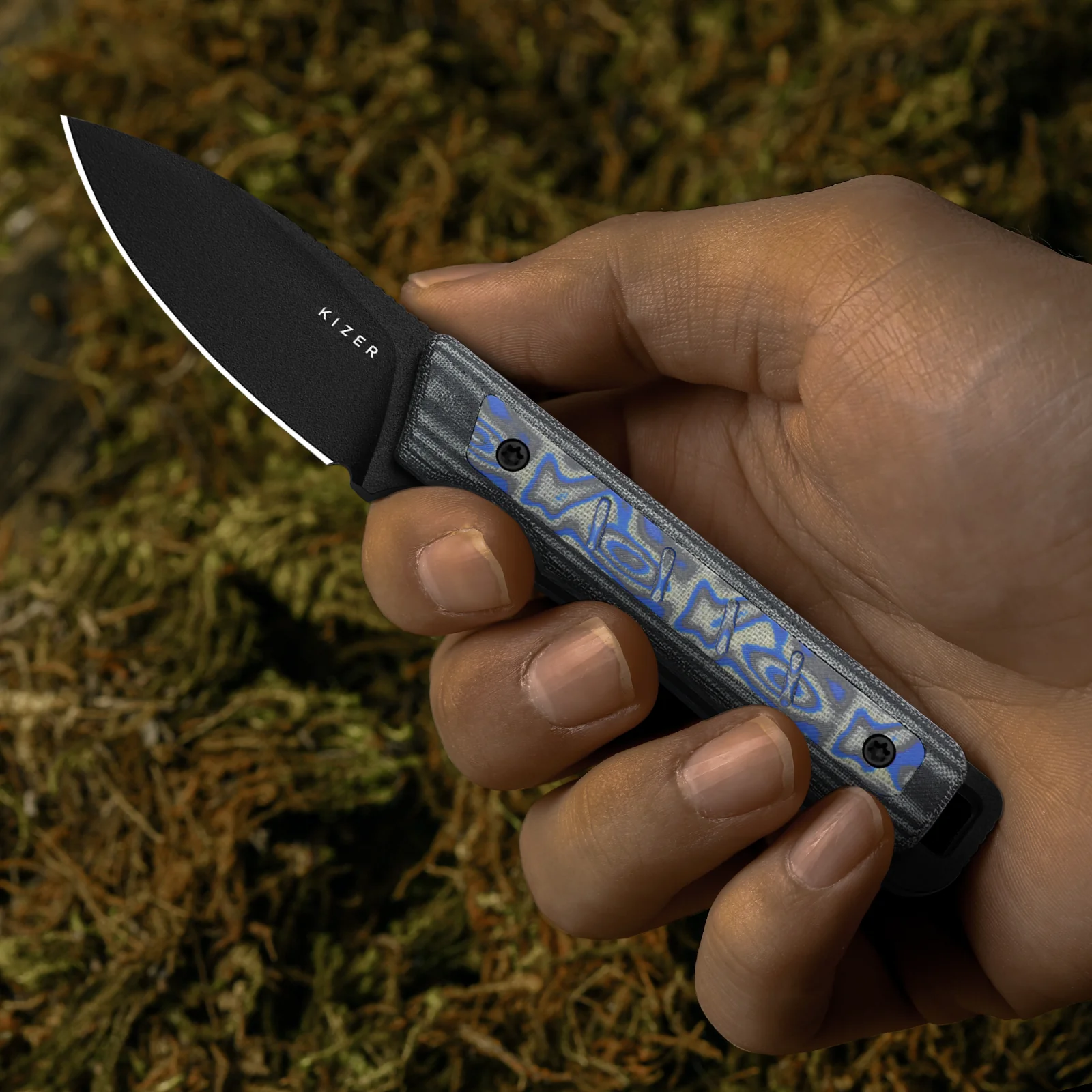 Whiskey Jack | 10V | Micarta With Vortex Pattern | Skeletonized Tang | KizerB™ 1108A1 - Image 8