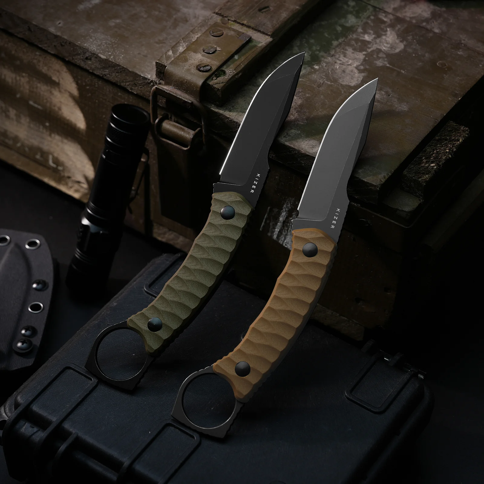 Billy Bones | Deep-Grooved G10 Handle|Lightweight Tactical | AEB-L | Fixed Blade | KizerV™ 1115A1 - Image 8