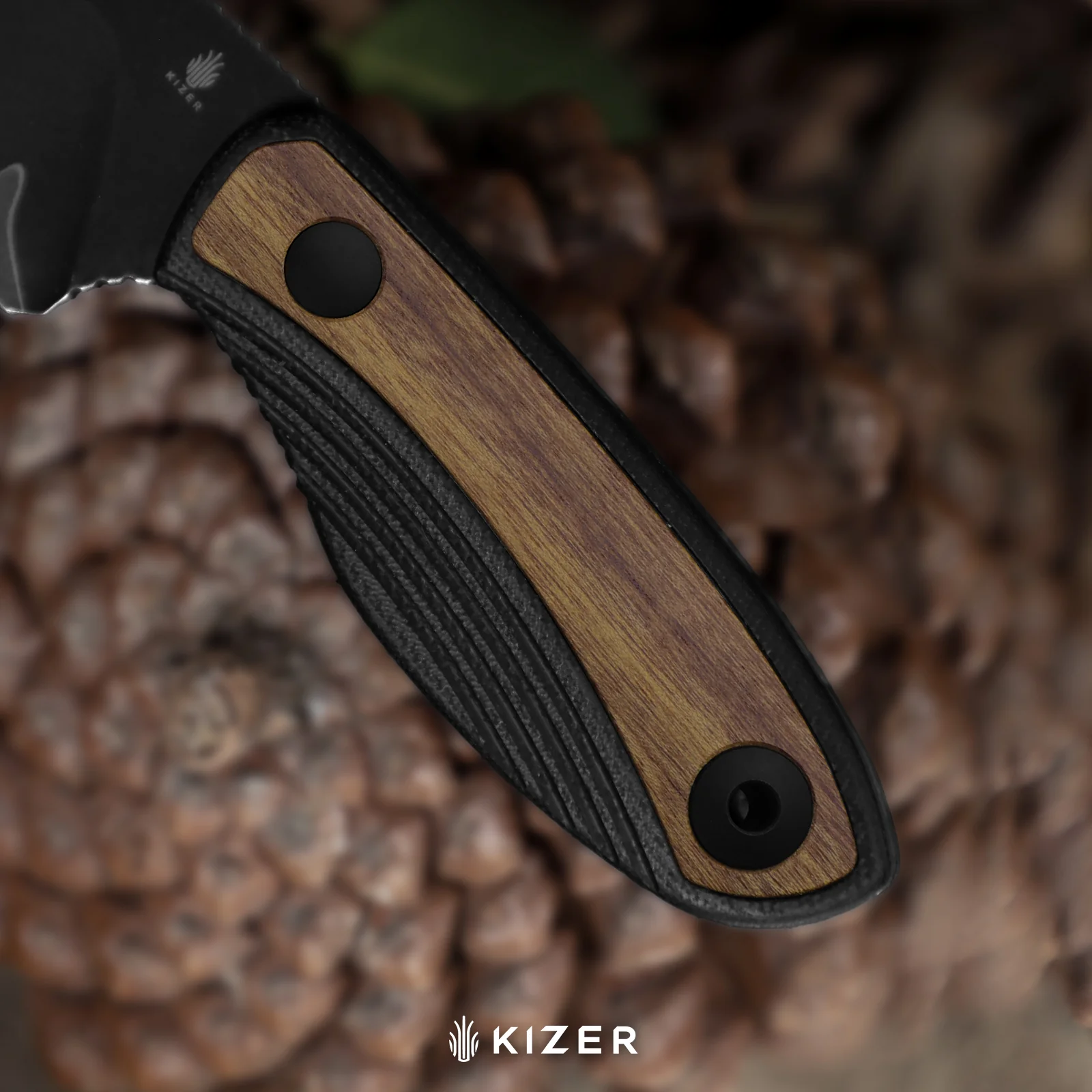 Finch | 3-layer Composite Steel | Black G10 & Mkuruti Wood | Fixed Blade | KizerB™ 1134A1 - Image 11