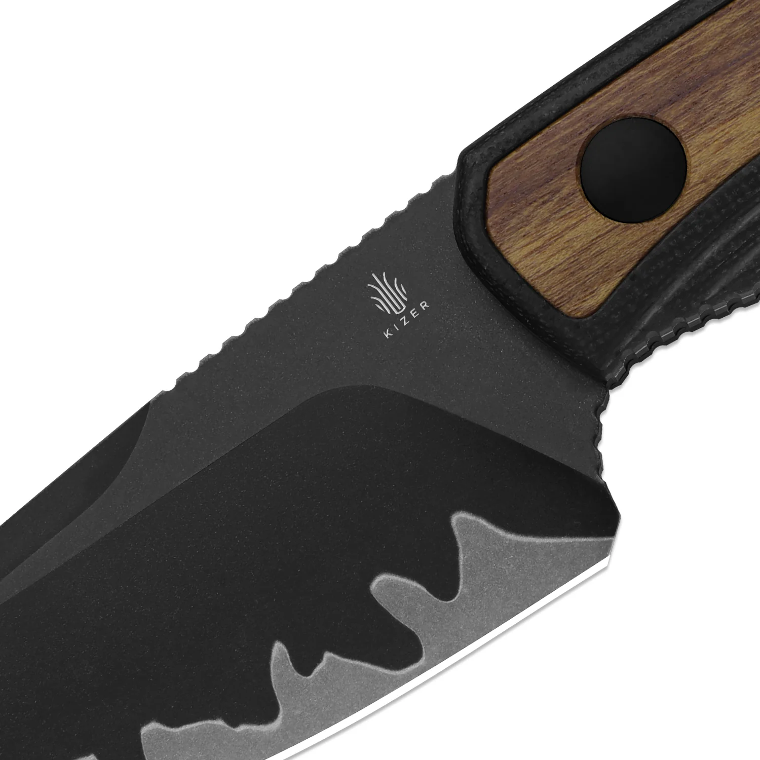 Finch | 3-layer Composite Steel | Black G10 & Mkuruti Wood | Fixed Blade | KizerB™ 1134A1 - Image 6