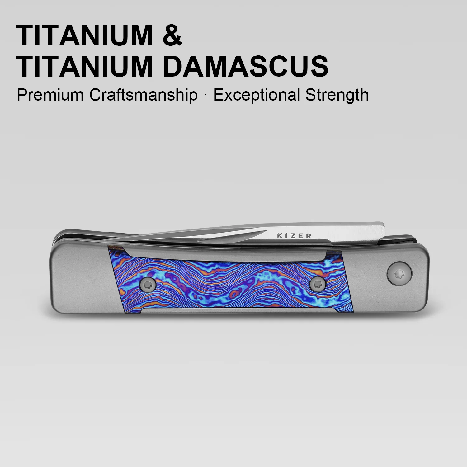 Little Grand | M390 | Titanium & Titanium Damascus | KizerB™ 2670A3 | Limited - Image 13