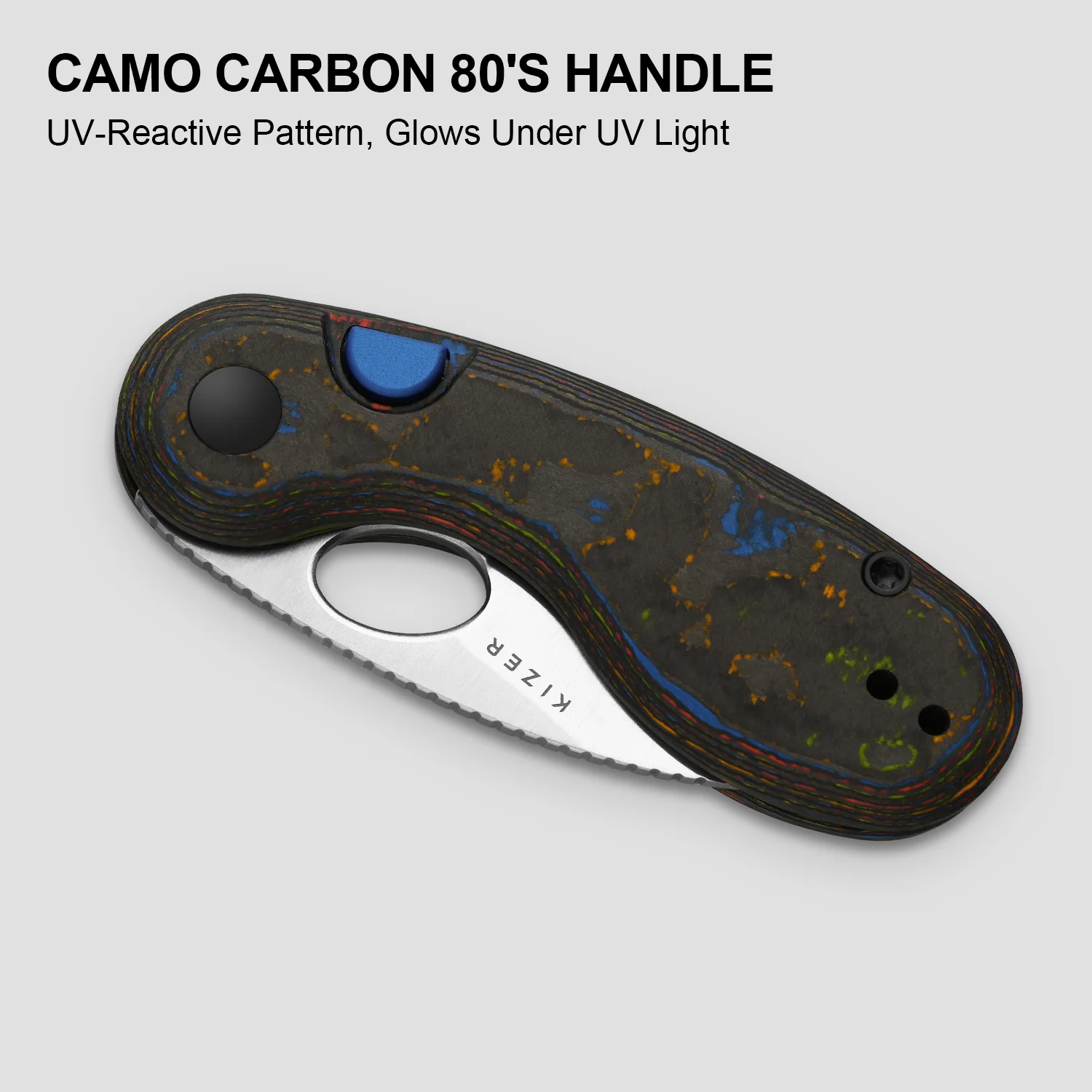 Microbe™ | Kizer Button Liner Lock™ | M390 | Camo Carbon 80's | KizerB™ 2742A1 - Image 10