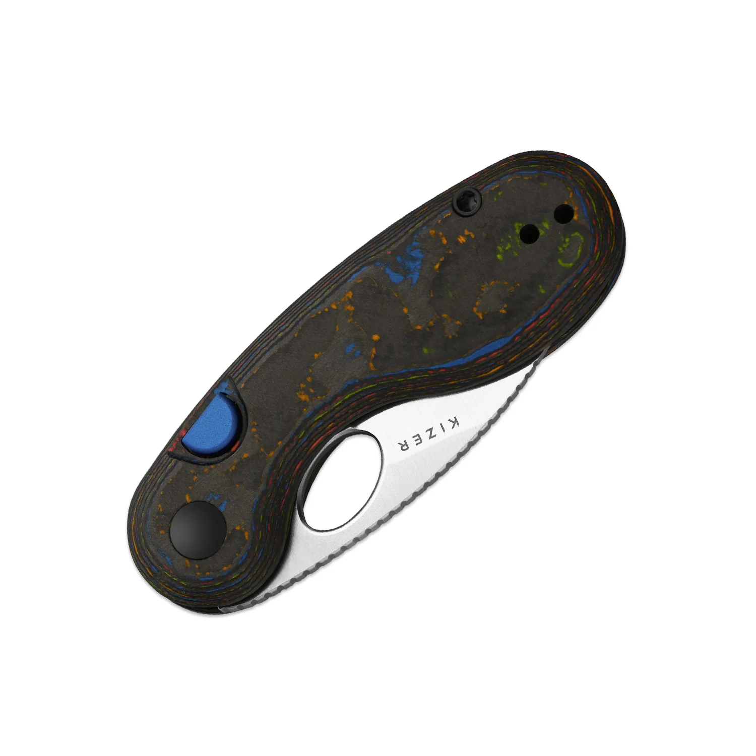 Microbe™ | Kizer Button Liner Lock™ | M390 | Camo Carbon 80's | KizerB™ 2742A1 - Image 4