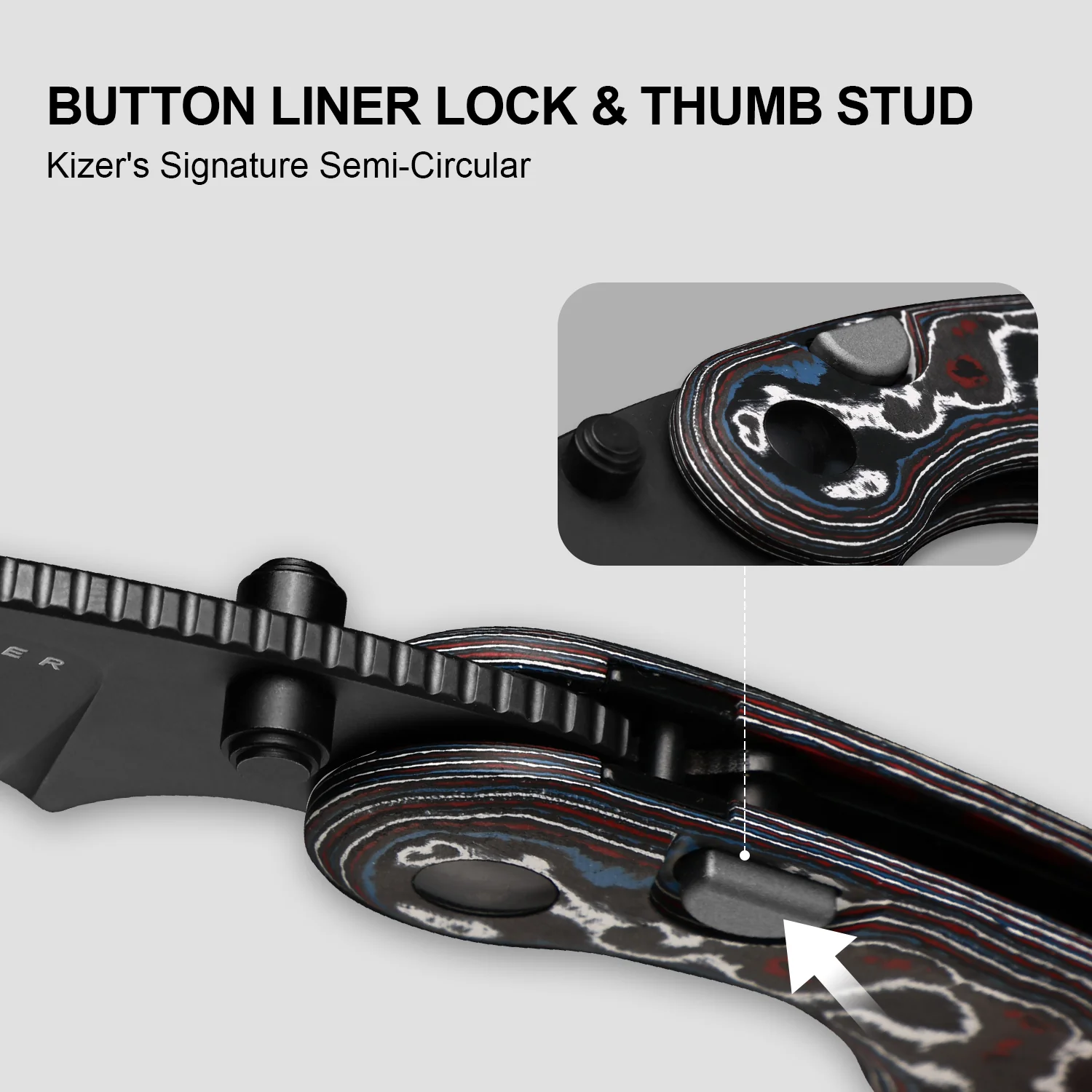 Microbe™ | Kizer Button Liner Lock™ | Ultra DLC | M390 | Fat Carbon | KizerB™ 2742A2 - Image 13
