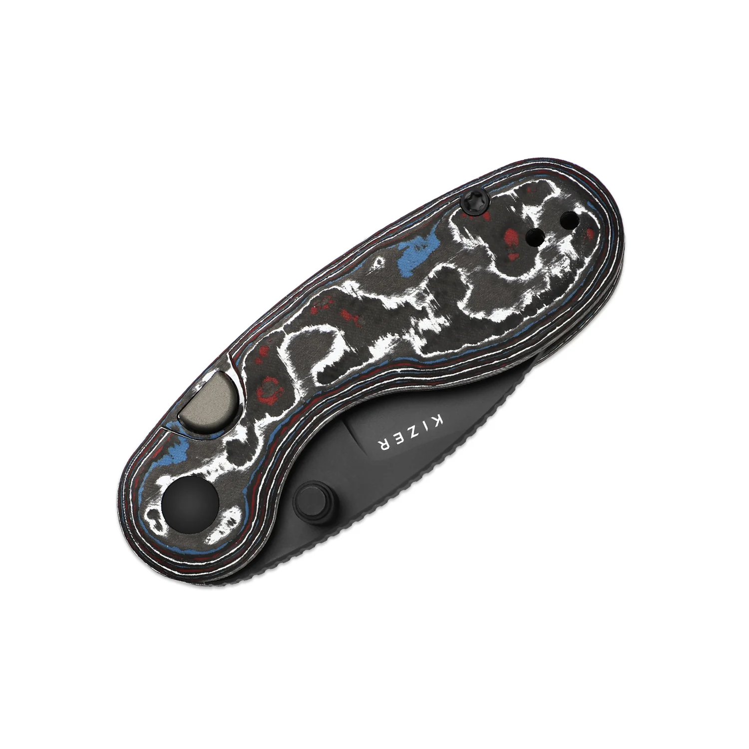 Microbe™ | Kizer Button Liner Lock™ | Ultra DLC | M390 | Fat Carbon | KizerB™ 2742A2 - Image 4