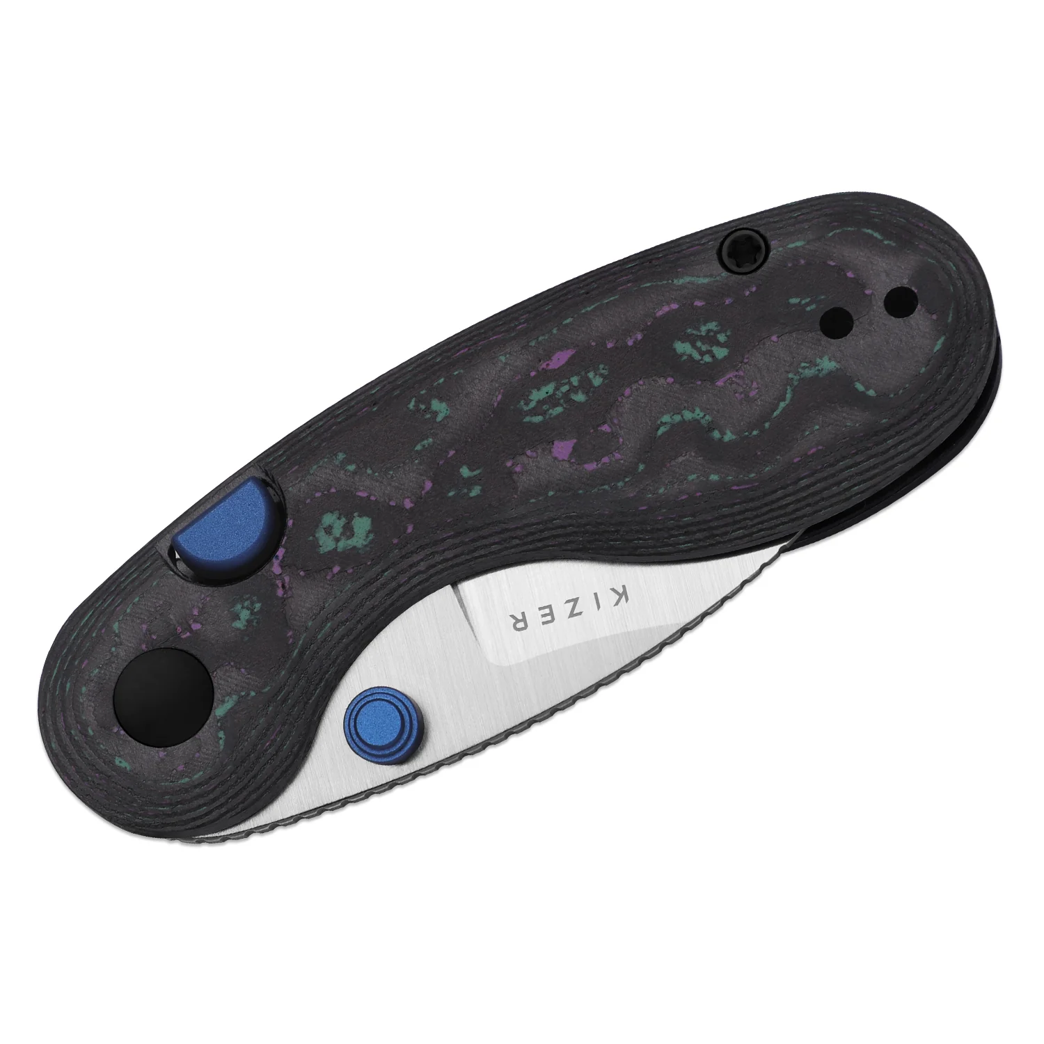 Microbe™ | 5Th Pocket Knife | Kizer Button Liner Lock™ | Camo Carbon Jazzy Handle | KizerB™ 2742A4 - Image 5
