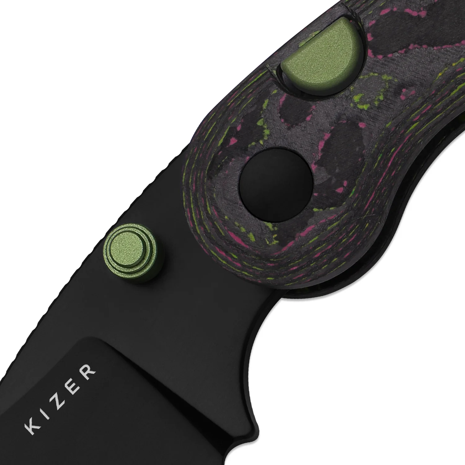 Microbe™ | 5Th Pocket Knife | Kizer Button Liner Lock™ | Camo Carbon Watermelon Sugar Handle | KizerB™ 2742A5 - Image 6