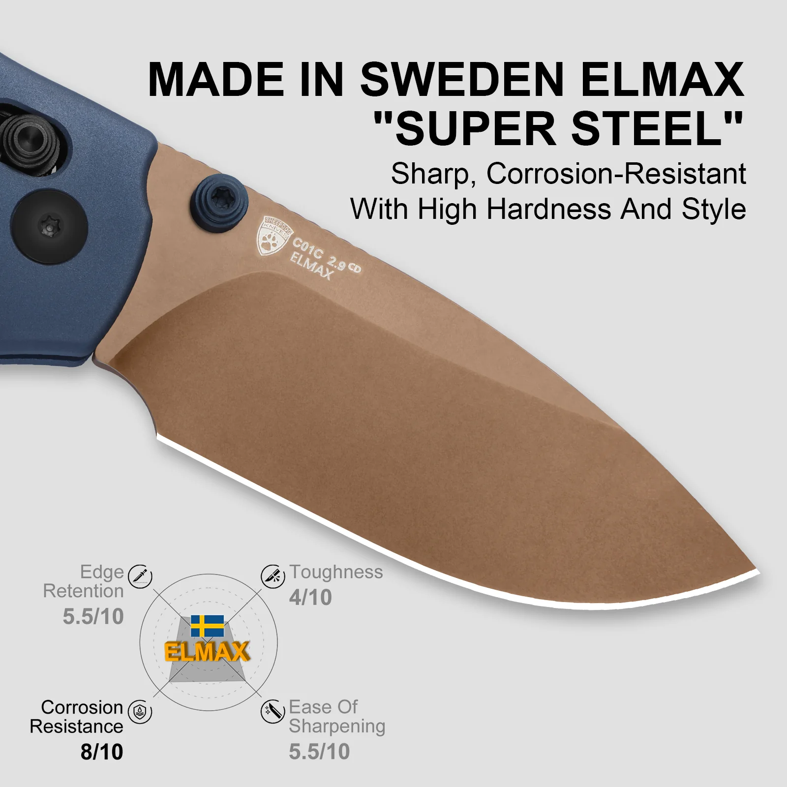 Sheepdog® Knives C01C | Kizer Clutch Lock™ | ELMAX | Aluminum | Sunset Metal PVD | KizerB™ 3488.29CDA1 - Image 12