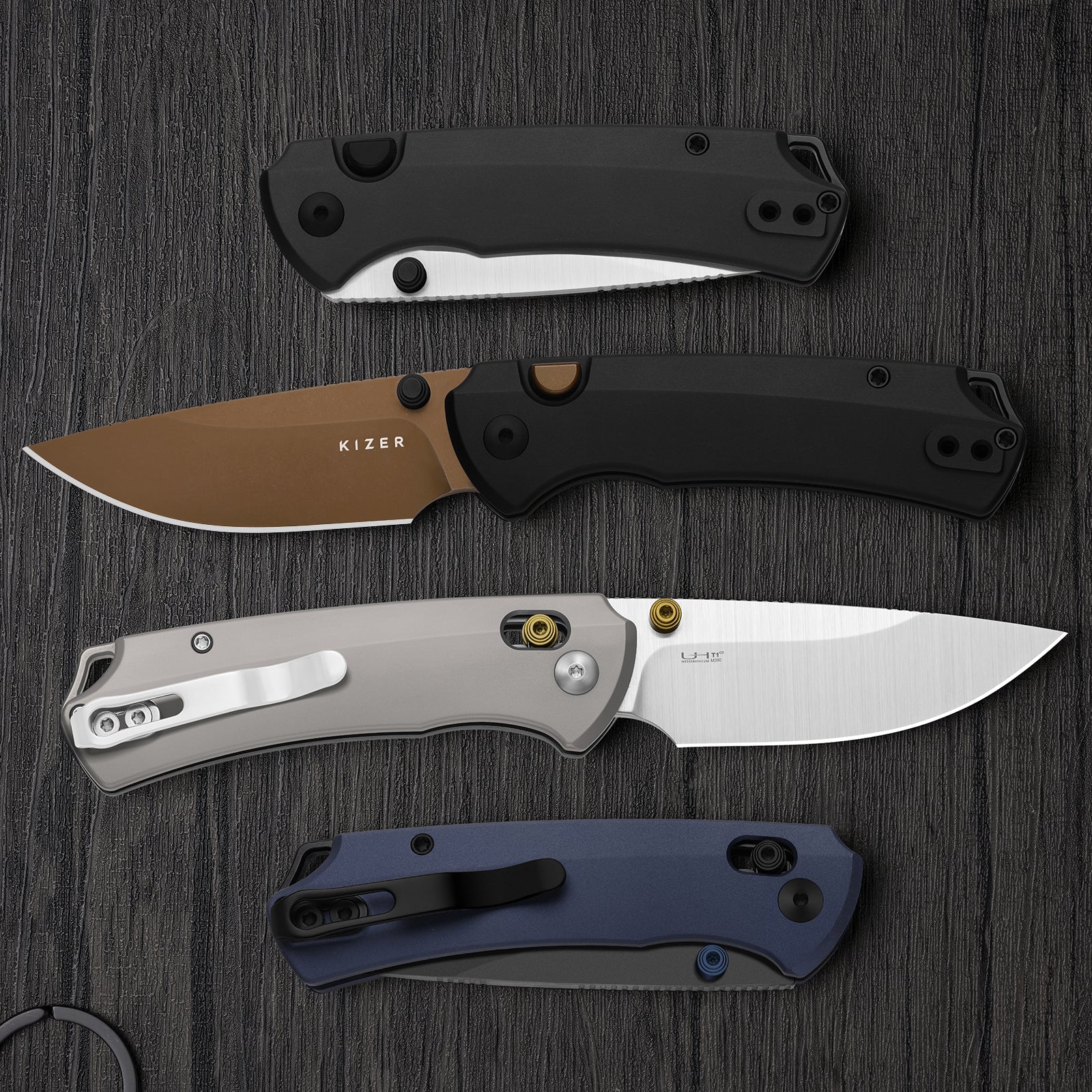 T1 BD | Kizer Button Liner Lock™ | Elmax with DLC | Aluminum Handle | KizerB™ 3490.2BDA1 - Image 8