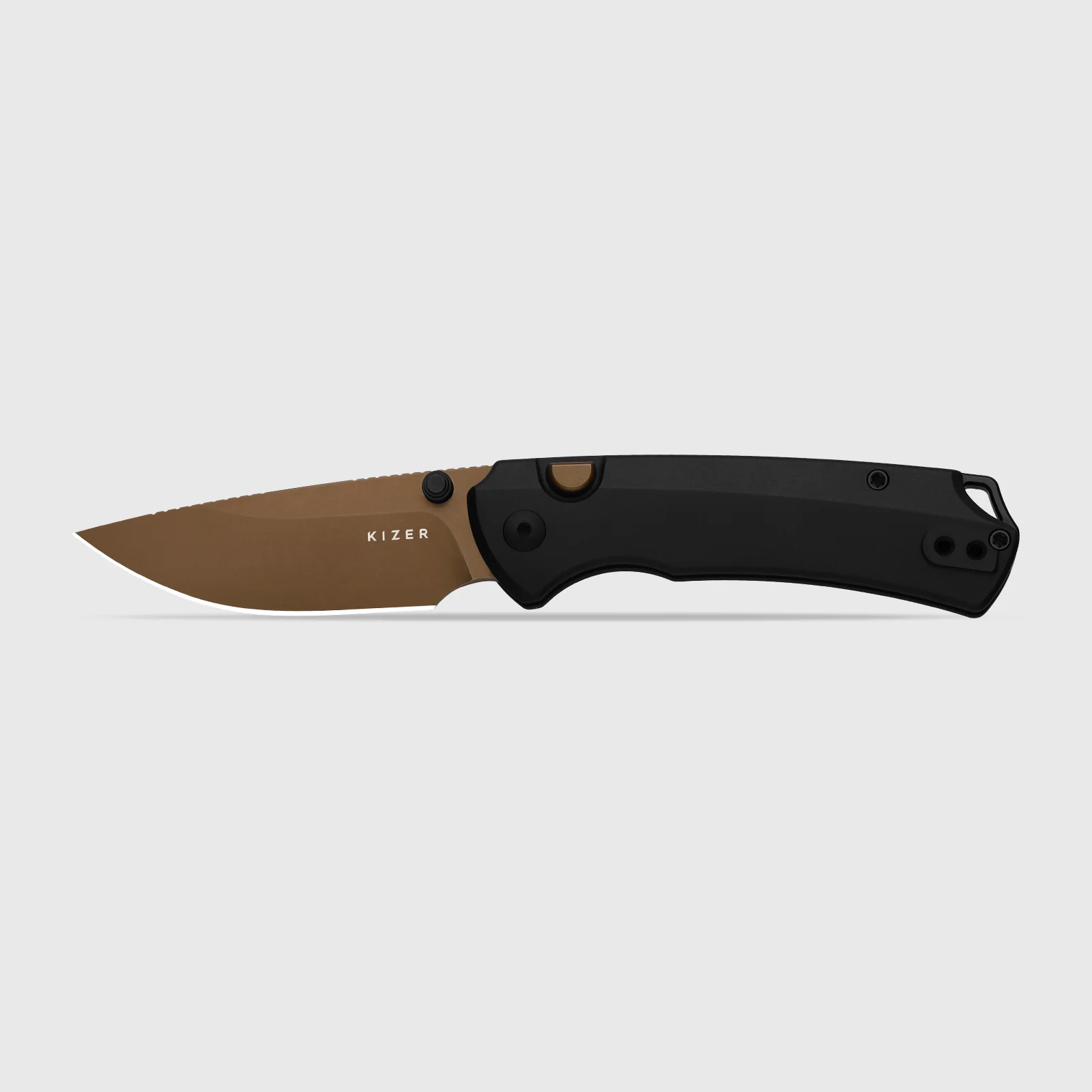 T1 BD | Kizer Button Liner Lock™ | Elmax with DLC | Titanium Handle | KizerB™ 3490.2BDA2