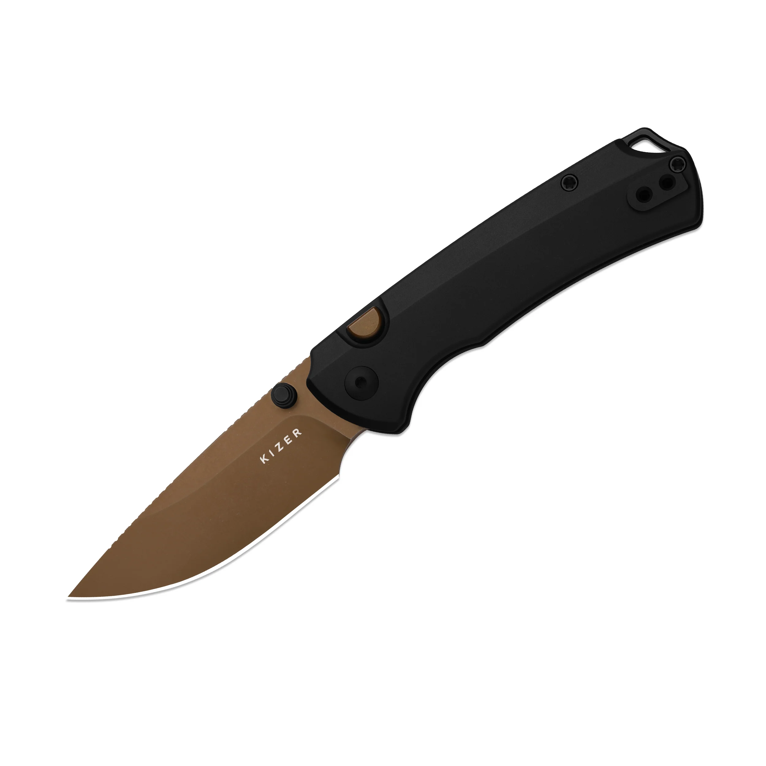 T1 BD | Kizer Button Liner Lock™ | Elmax with DLC | Titanium Handle | KizerB™ 3490.2BDA2 - Image 2