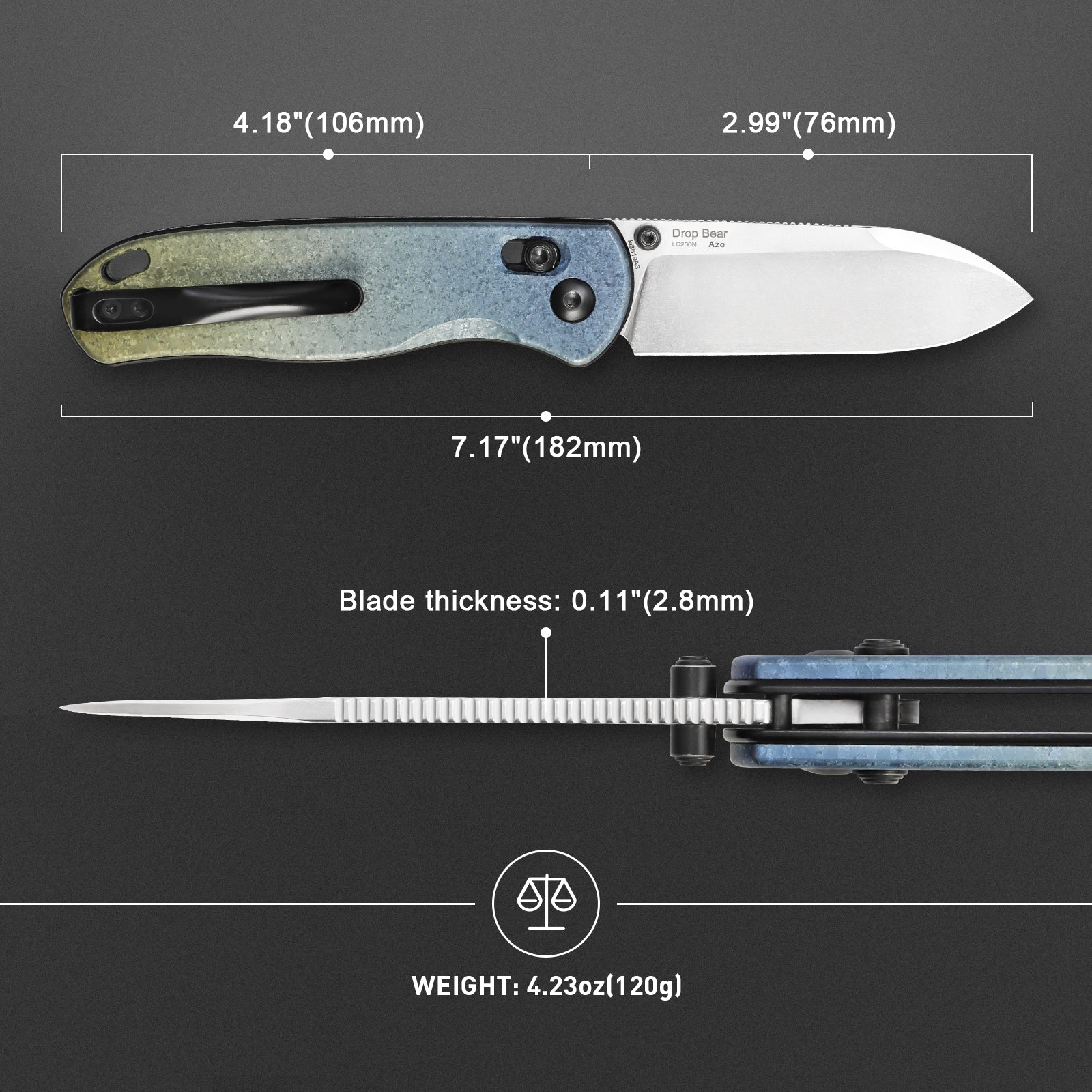 Drop Bear® | Kizer Clutch Lock™ | LC200N | Crystallized Titanium | KizerB™ 3619A3 - Image 15