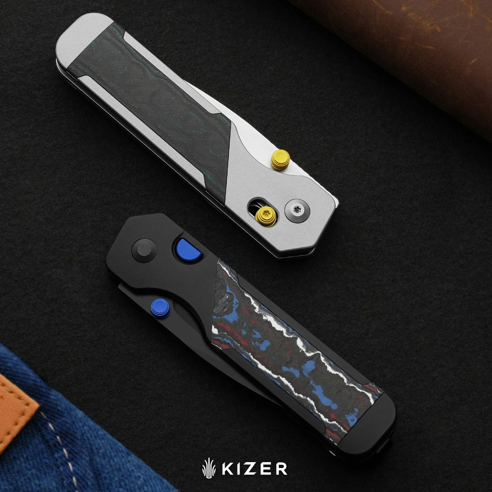 Militaw 315 KwikSwap™ | Kizer Clutch Lock™ | Elmax + Satin | Aluminum & Shipwreck CamoCarbon | KizerB™ 3634.31CDA2 - Image 10