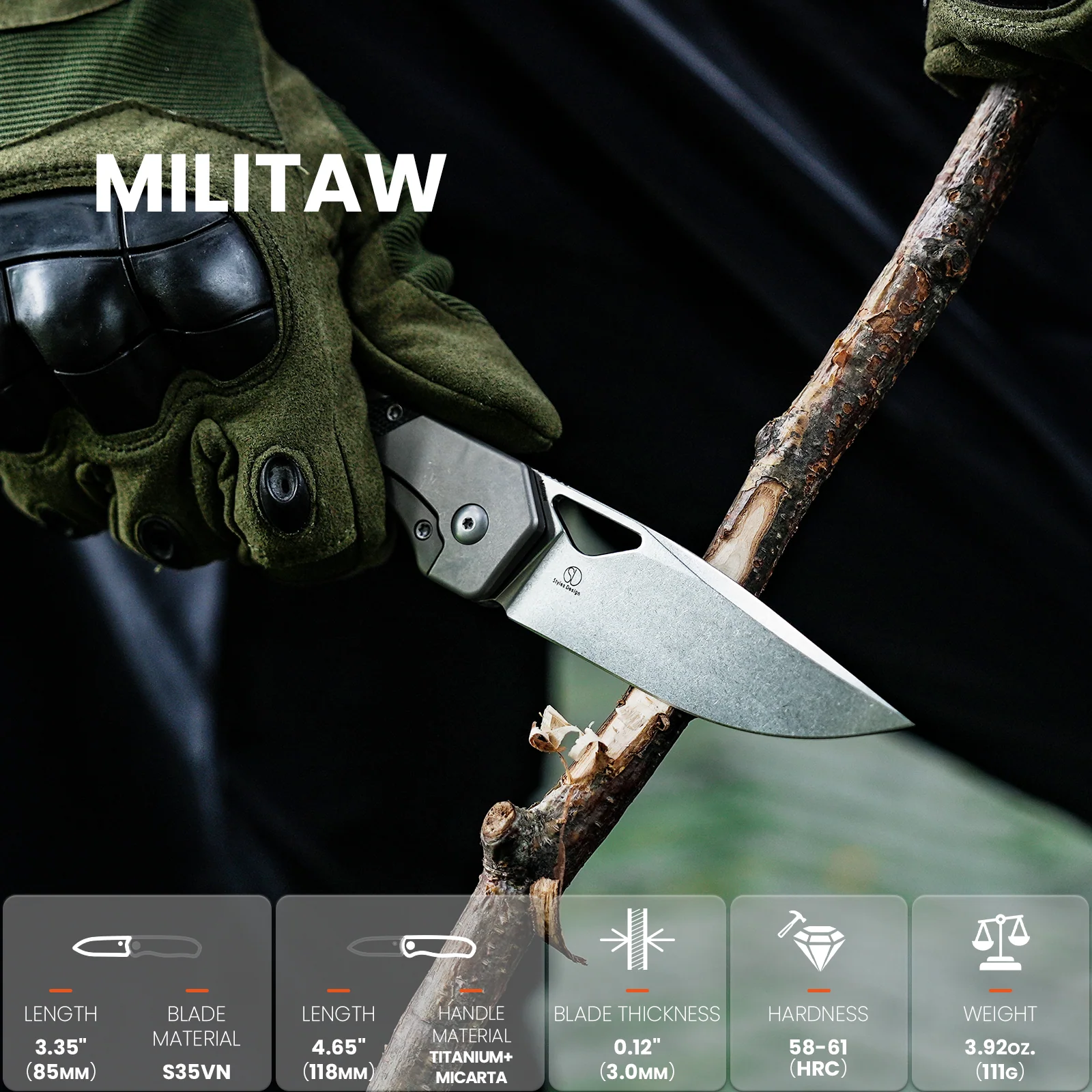 Militaw®  | S35VN | Titanium+Micarta | KizerB™ 3634A1 - Image 9