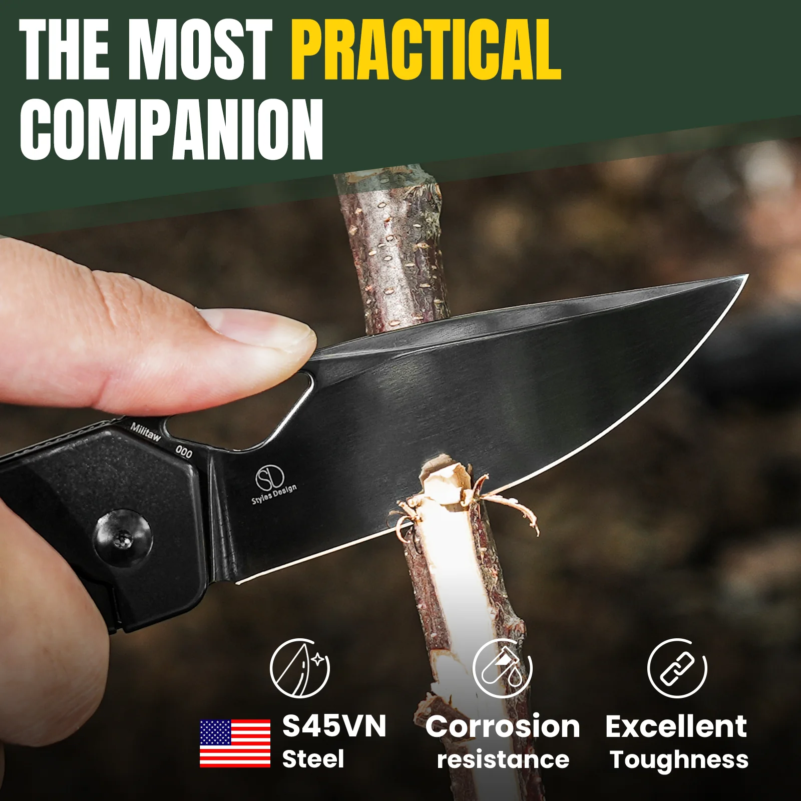 Militaw® | S45VN | Polished DLC | Titanium & Fatcarbon | KizerB™ 3634A3 - Image 10