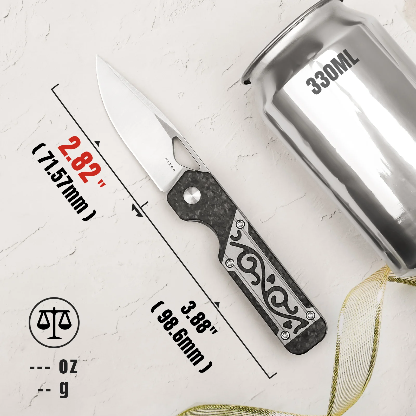 Mini Militaw® | S45VN | Titanium+Carbon Fiber | KizerB™ 3634SA4 - Image 13
