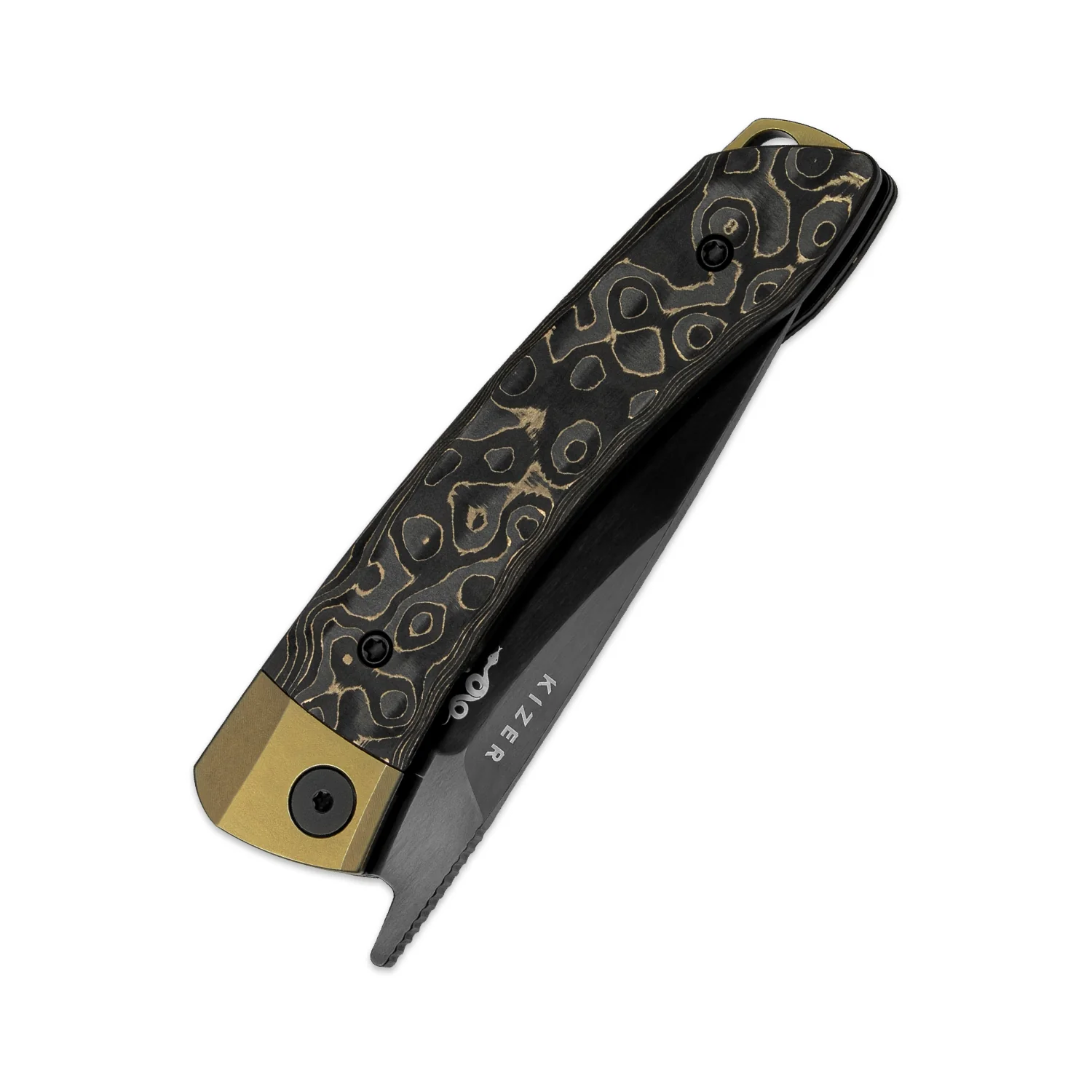 Mini MoMo | S90V | Titanium+Fat Carbon Camo Gold | KizerB™ 3663A3 - Image 5