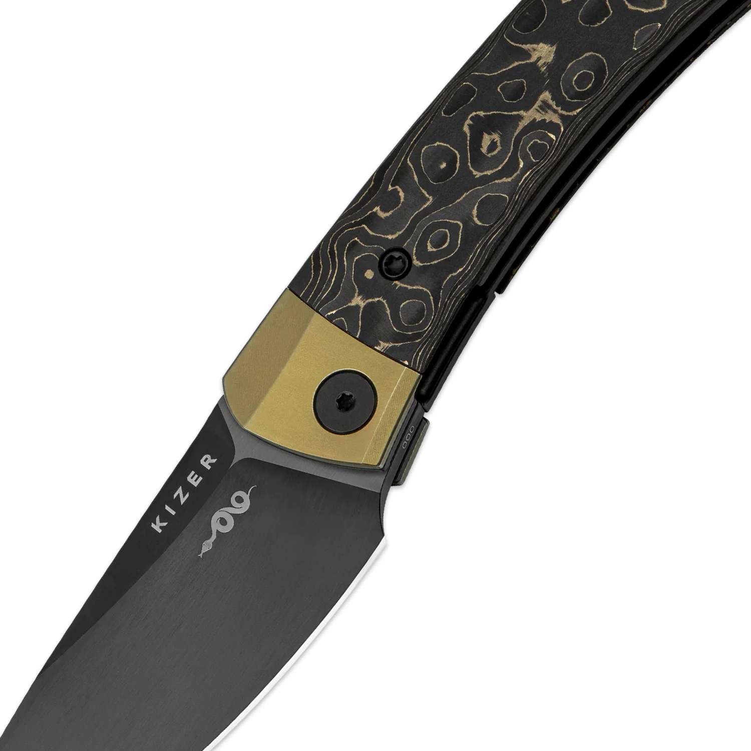 Mini MoMo | S90V | Titanium+Fat Carbon Camo Gold | KizerB™ 3663A3 - Image 6