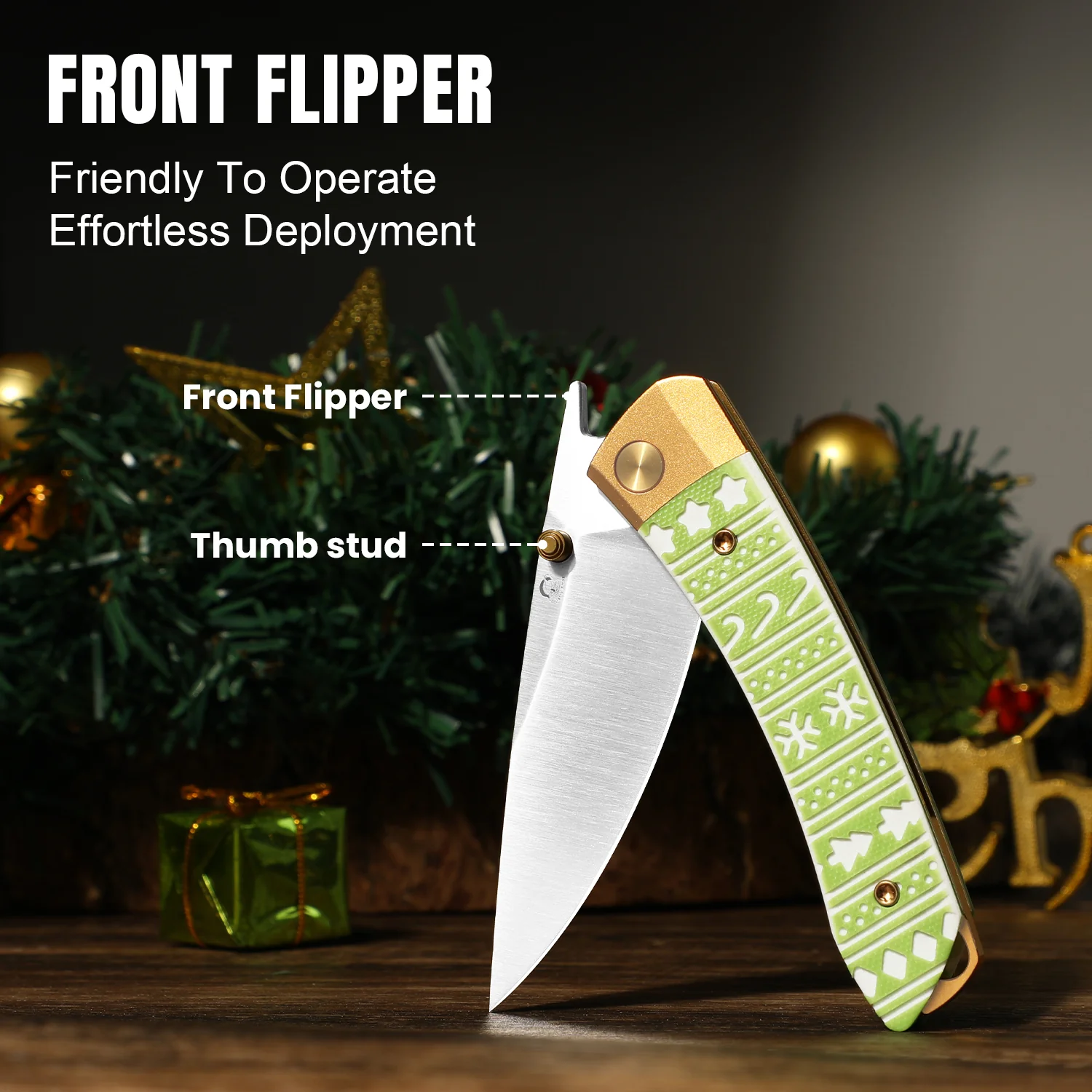 Christmas | Mini MoMo | S45VN | Aluminum & G10 | KizerB™ 3663MC1 | Limited - Image 11