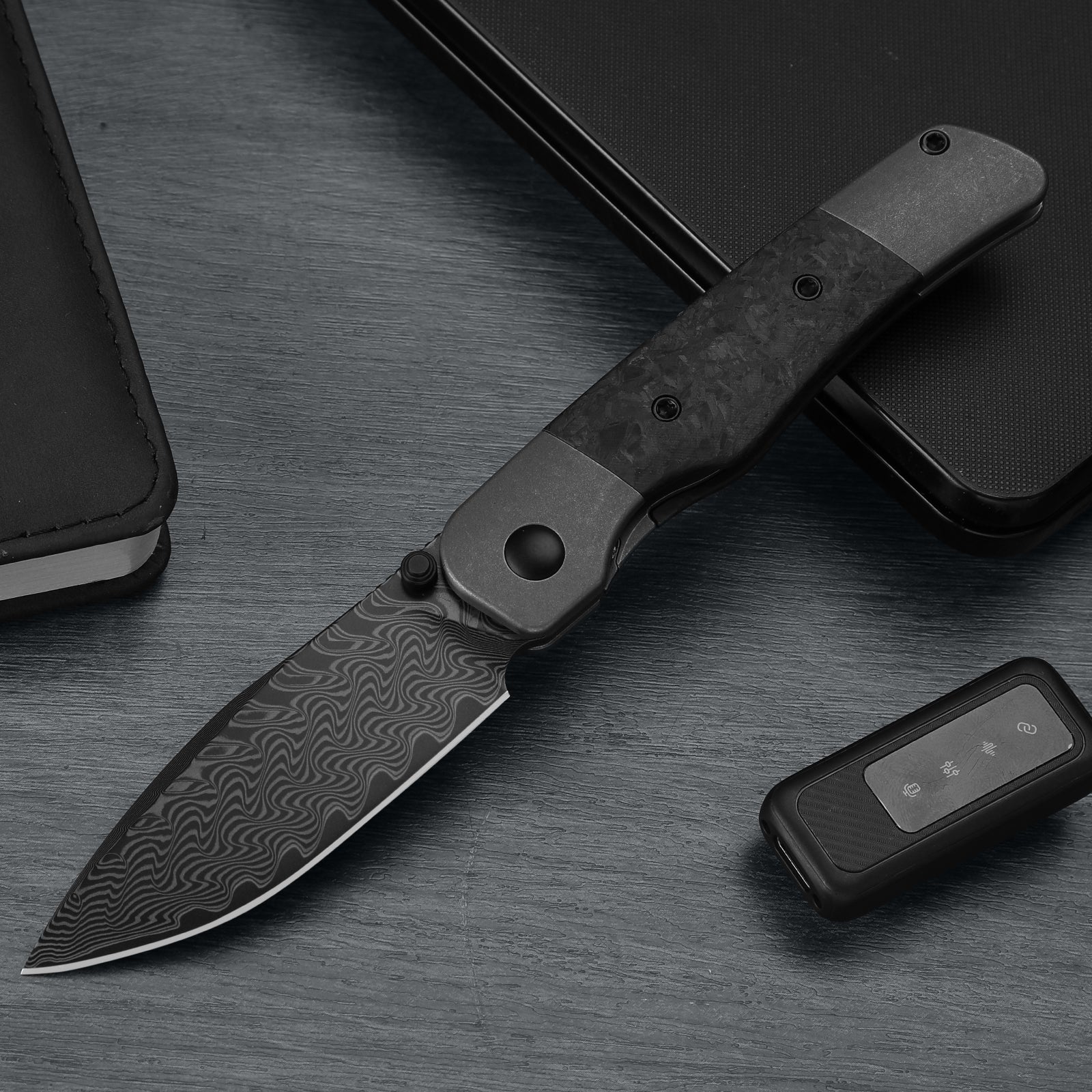 Coywolf | Compound Grind | Titanium & Reconstituted Wood | Frame Lock | KizerB™ 3685A2 - Image 9
