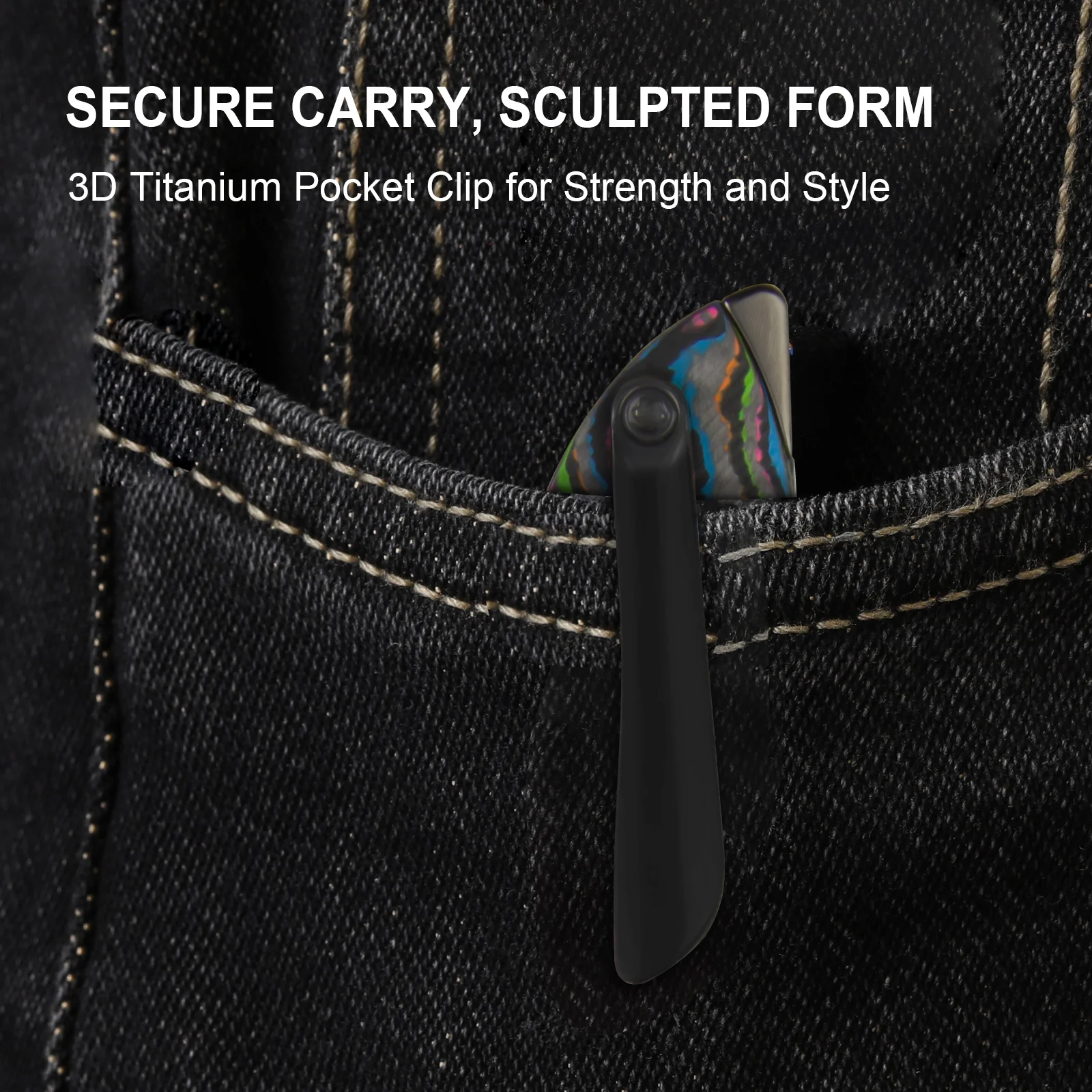 Spitfire | S35VN | Polished DLC | Titanium & Camo Carbon 80's | KizerB™ 3690A2 - Image 15
