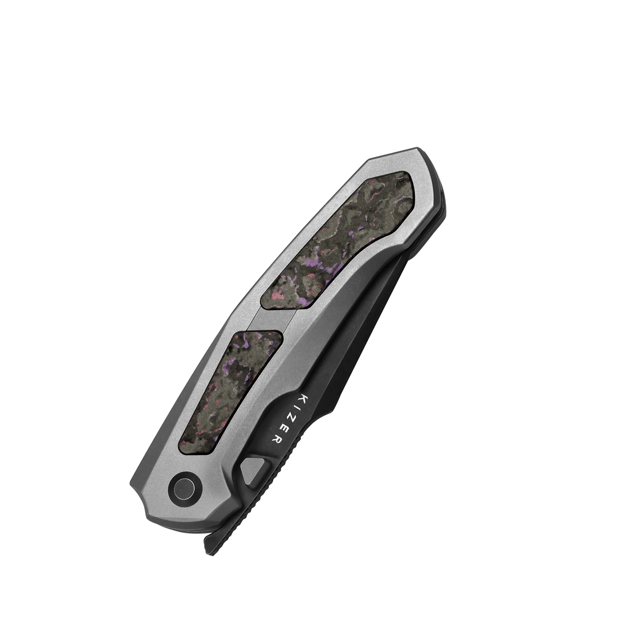 Feweed | S35VN | Titanium+ Fat Carbon（Purple haze）| KizerB™ 3694A1 - Image 5