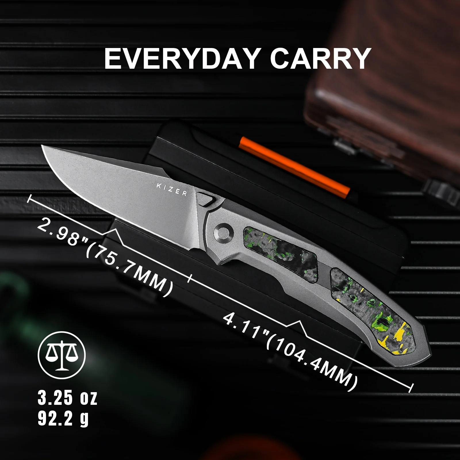 Feweed | S90V | Titanium+ Fat Carbon（Toxic Storm）| KizerB™ 3694A2 - Image 11