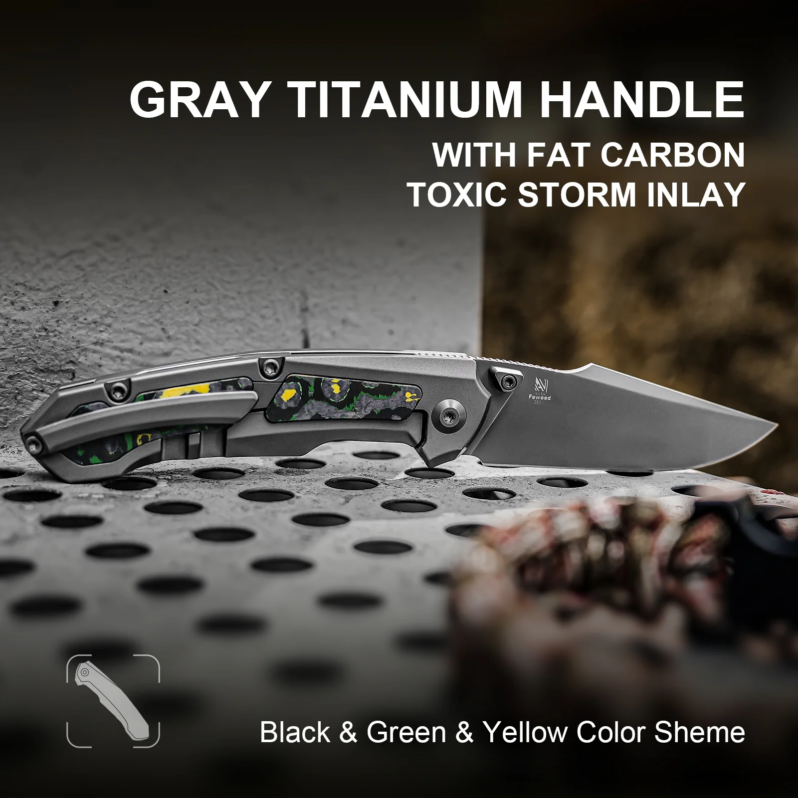 Feweed | S90V | Titanium+ Fat Carbon（Toxic Storm）| KizerB™ 3694A2 - Image 13