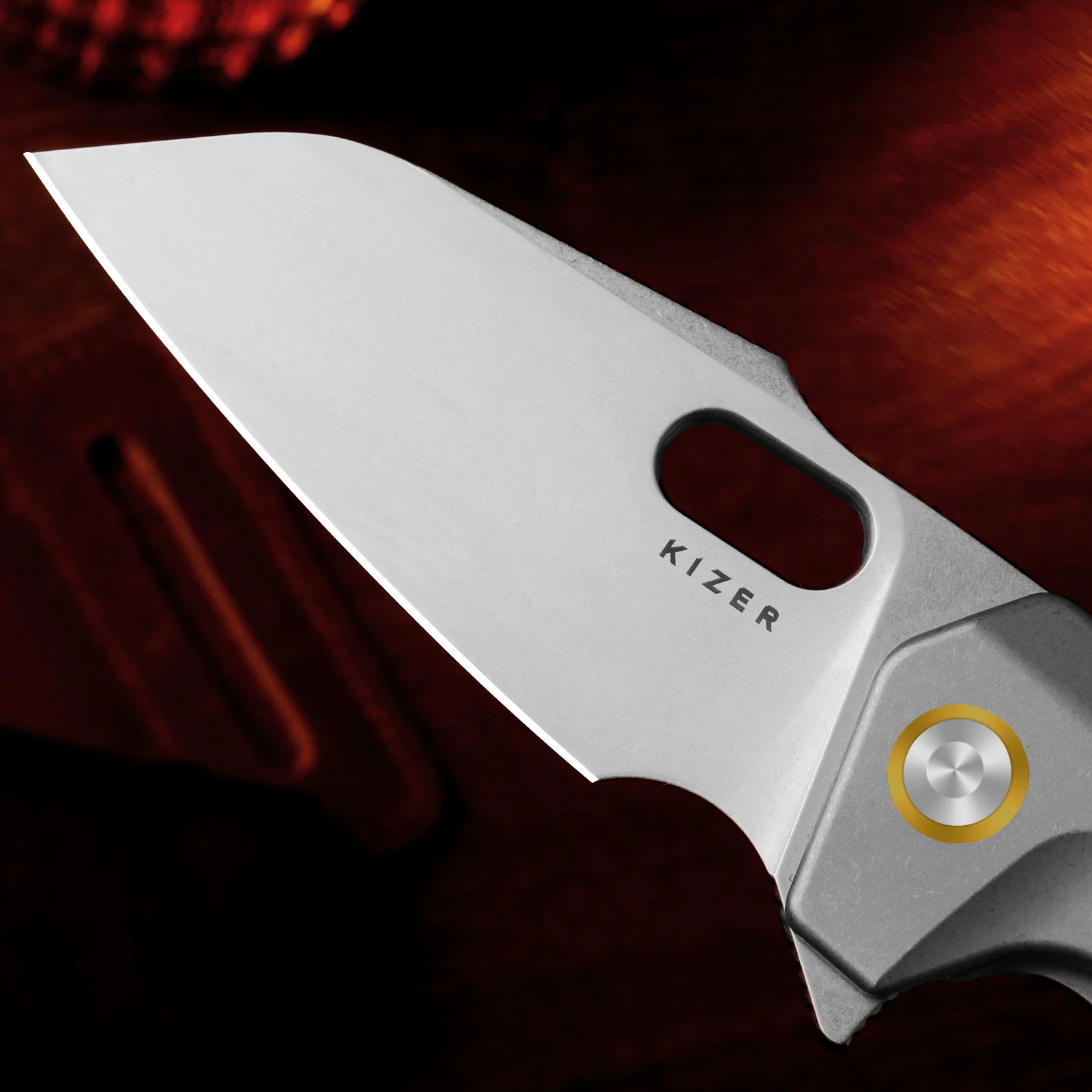 Takahe | Titanium Handle | Gold Pivot Collar | Matte DLC Ultra | KizerB™ 3701A2 - Image 10